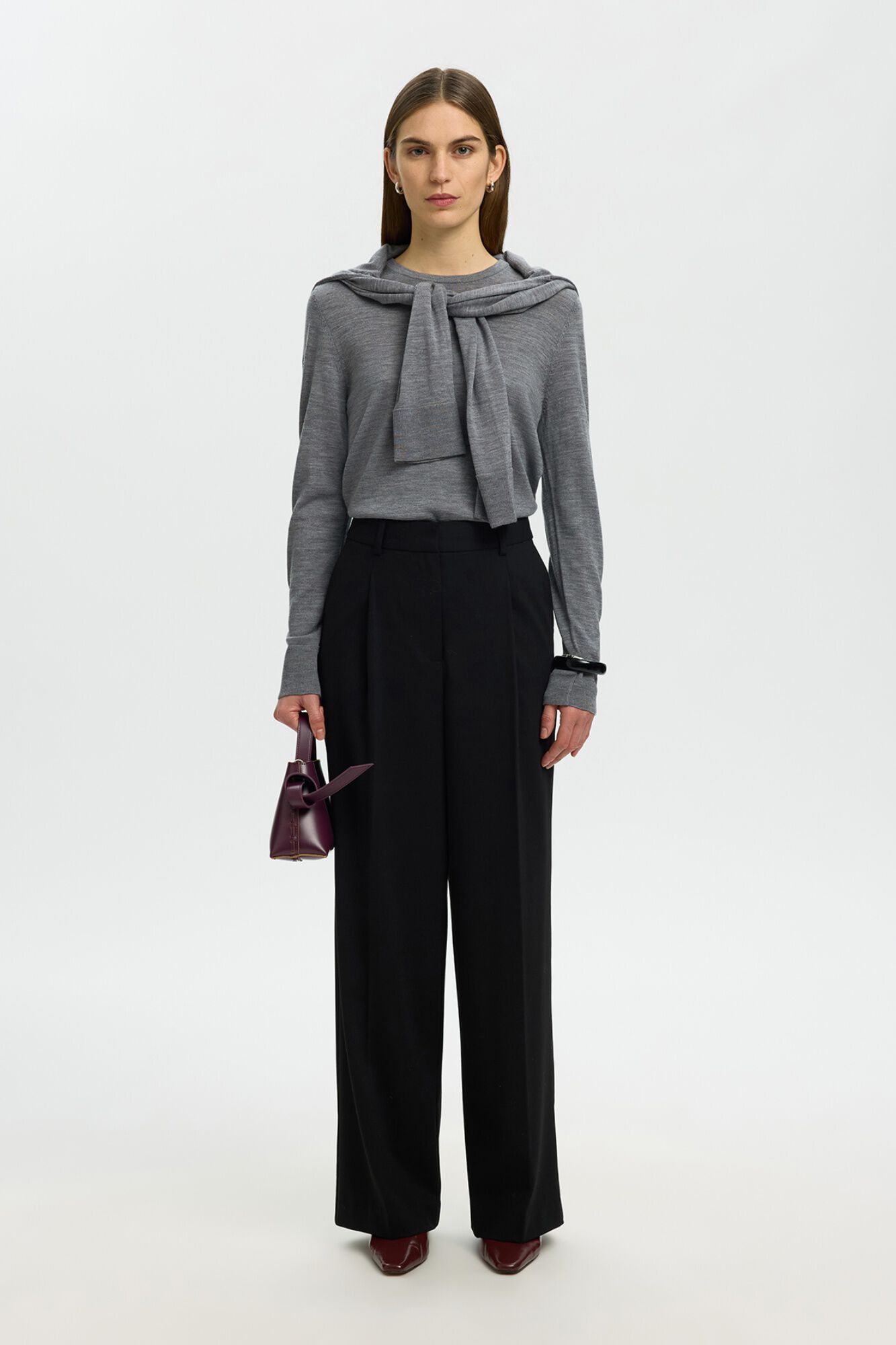 Selected 100% merino wool jumper Grey