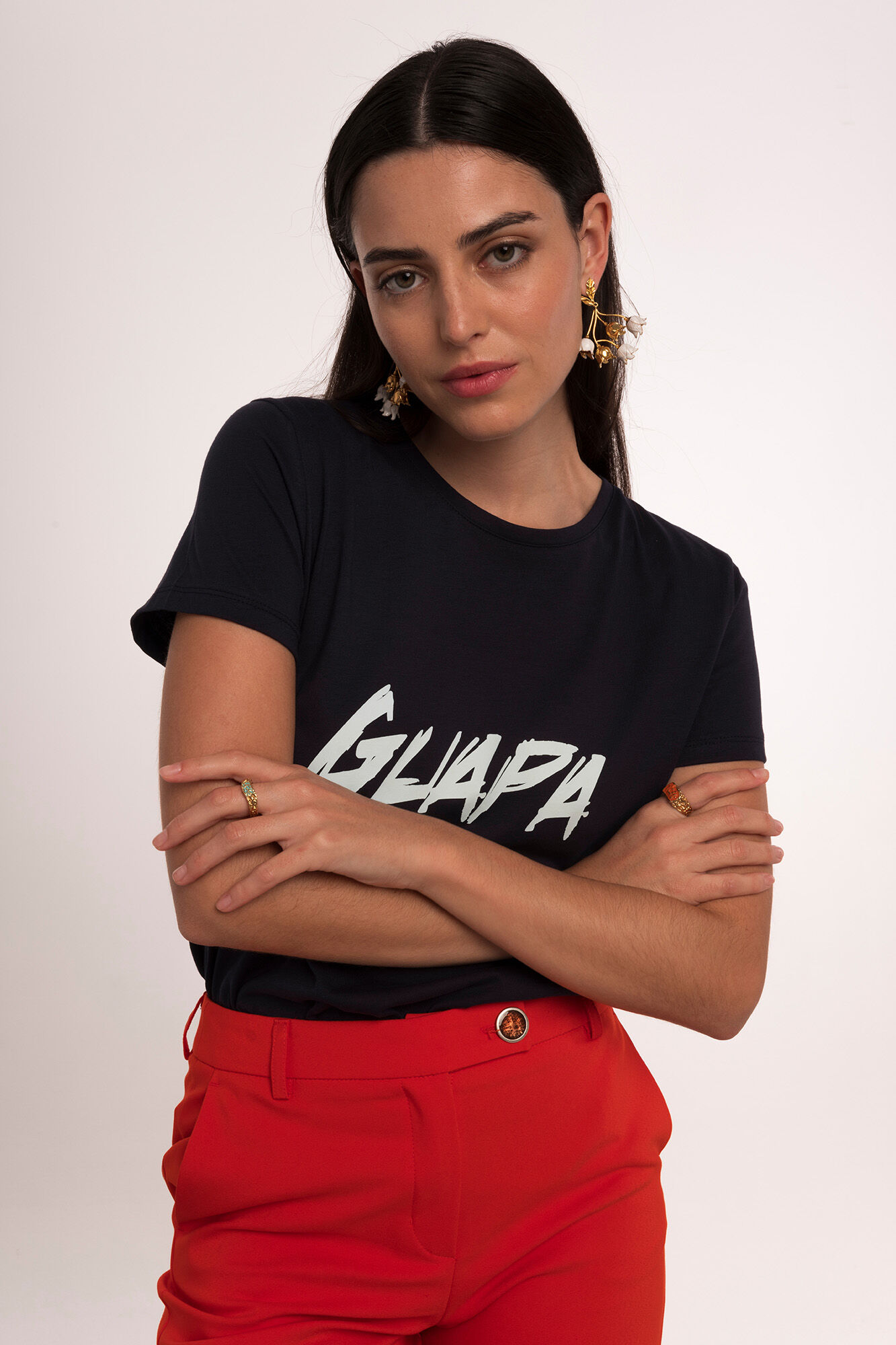 Dolores Promesas Short-sleeved 'Guapa' (Beautiful) T-shirt Navy