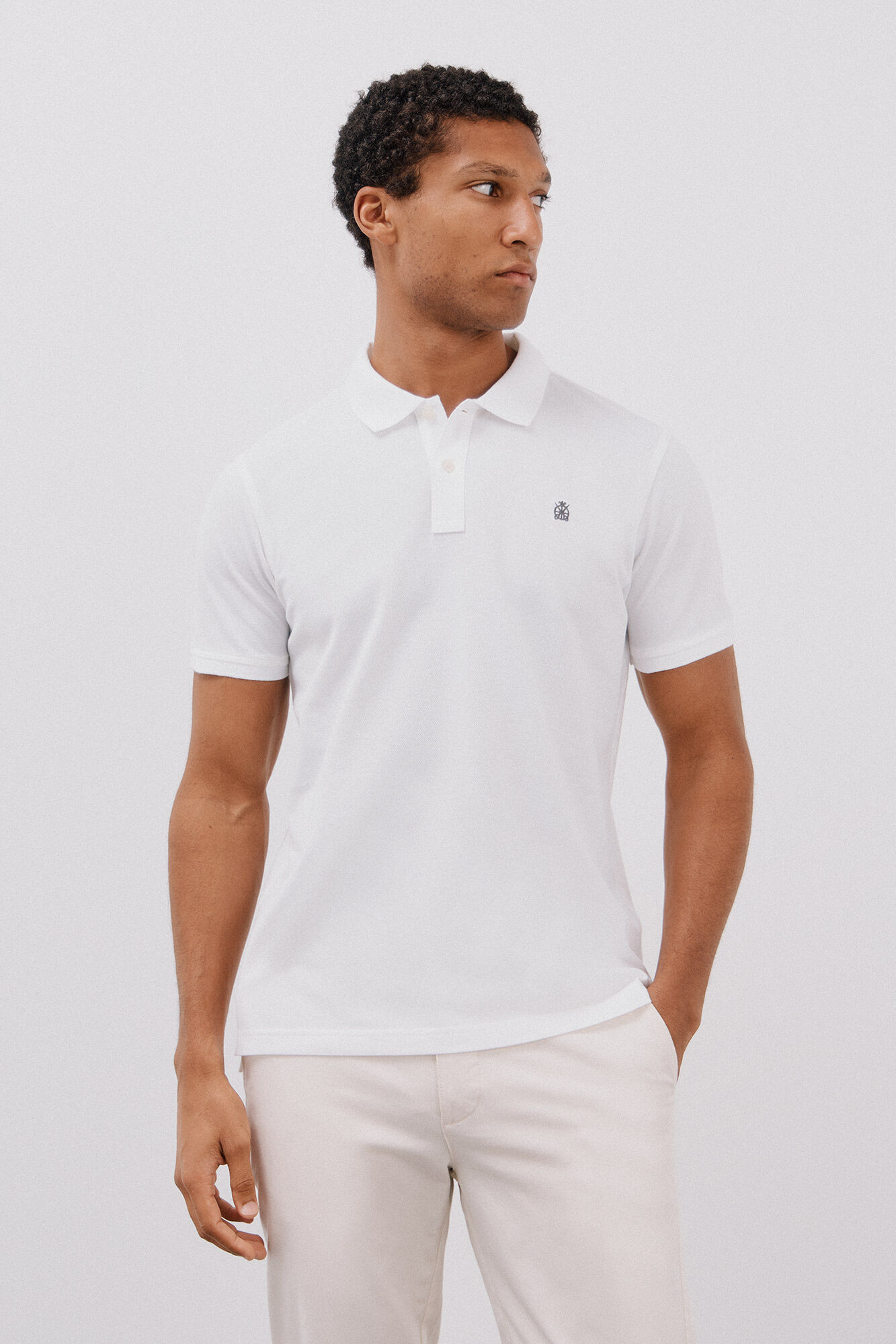 Cortefiel Essential slim polo shirt White