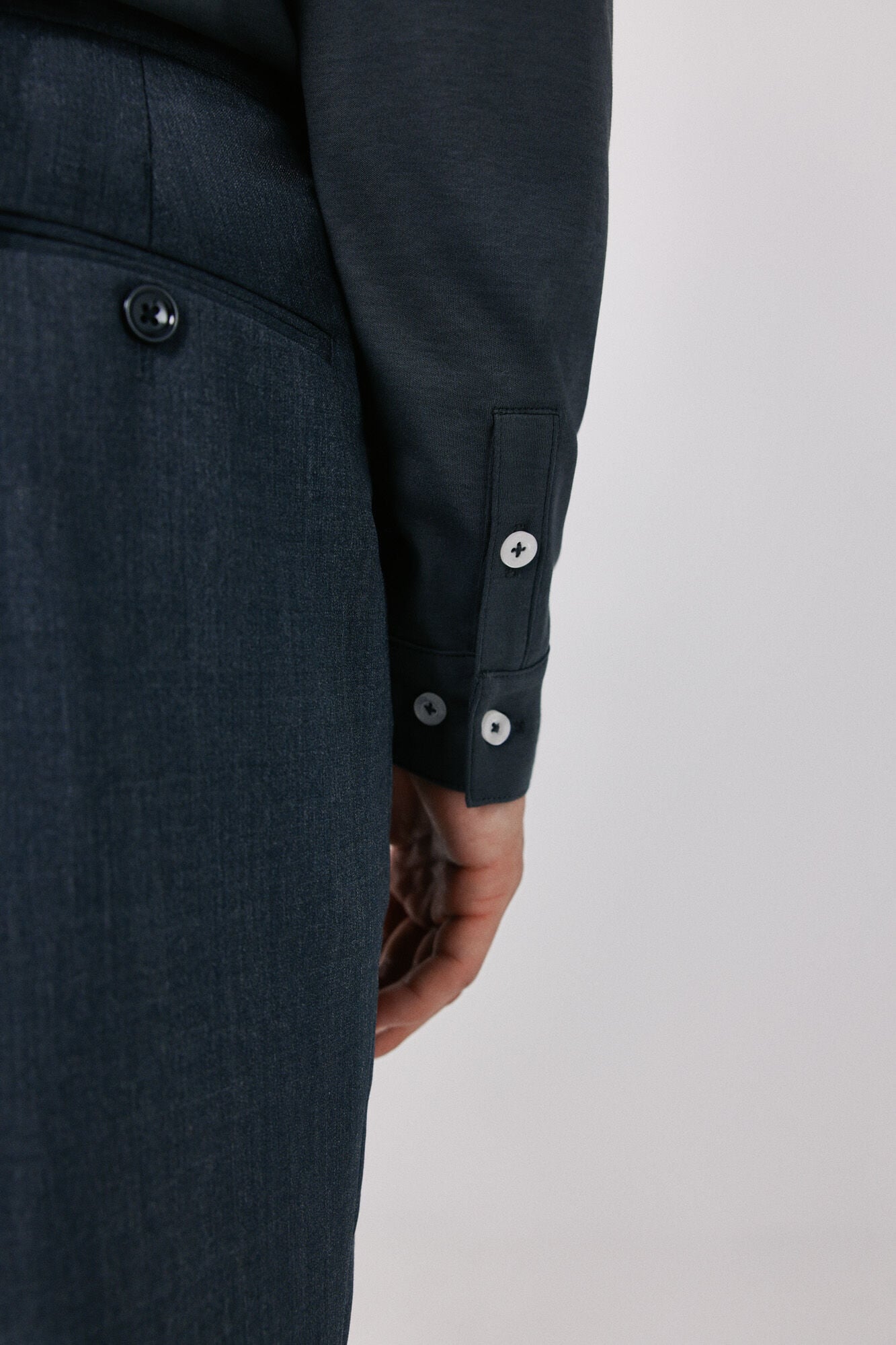 Cortefiel Long sleeve refined polo shirt Dark grey