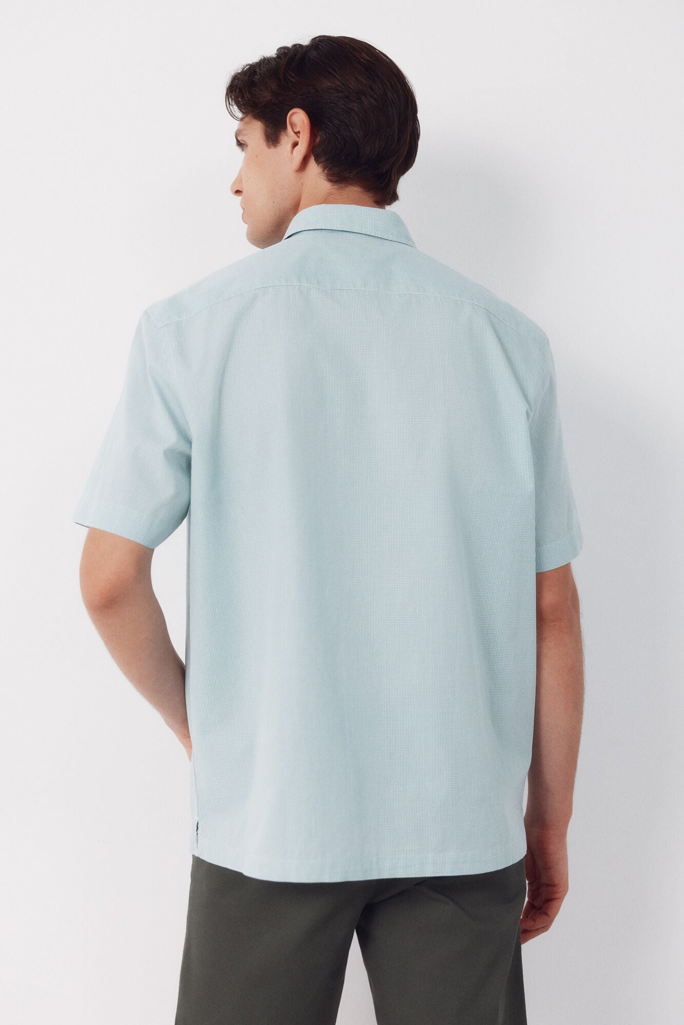 Cortefiel Gingham short sleeve shirt Green