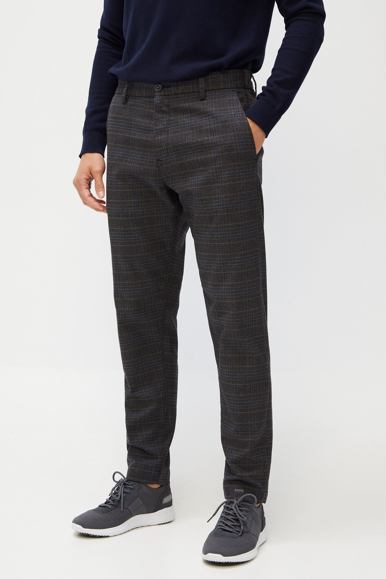 Selected Checked chinos Brown