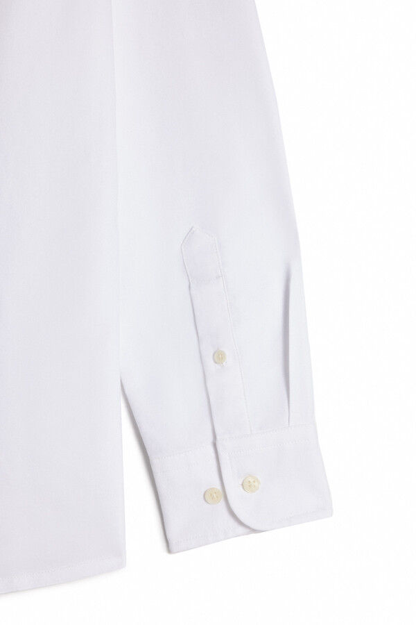 Cortefiel Camisa oxford lisa manga comprida Branco