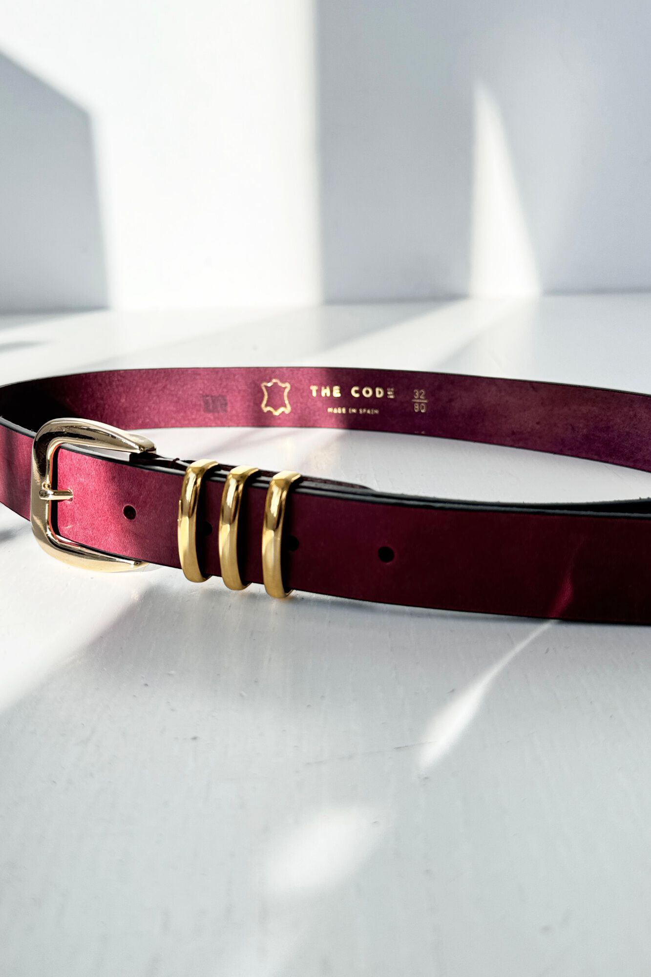 The Code Braided leather belt Maroon