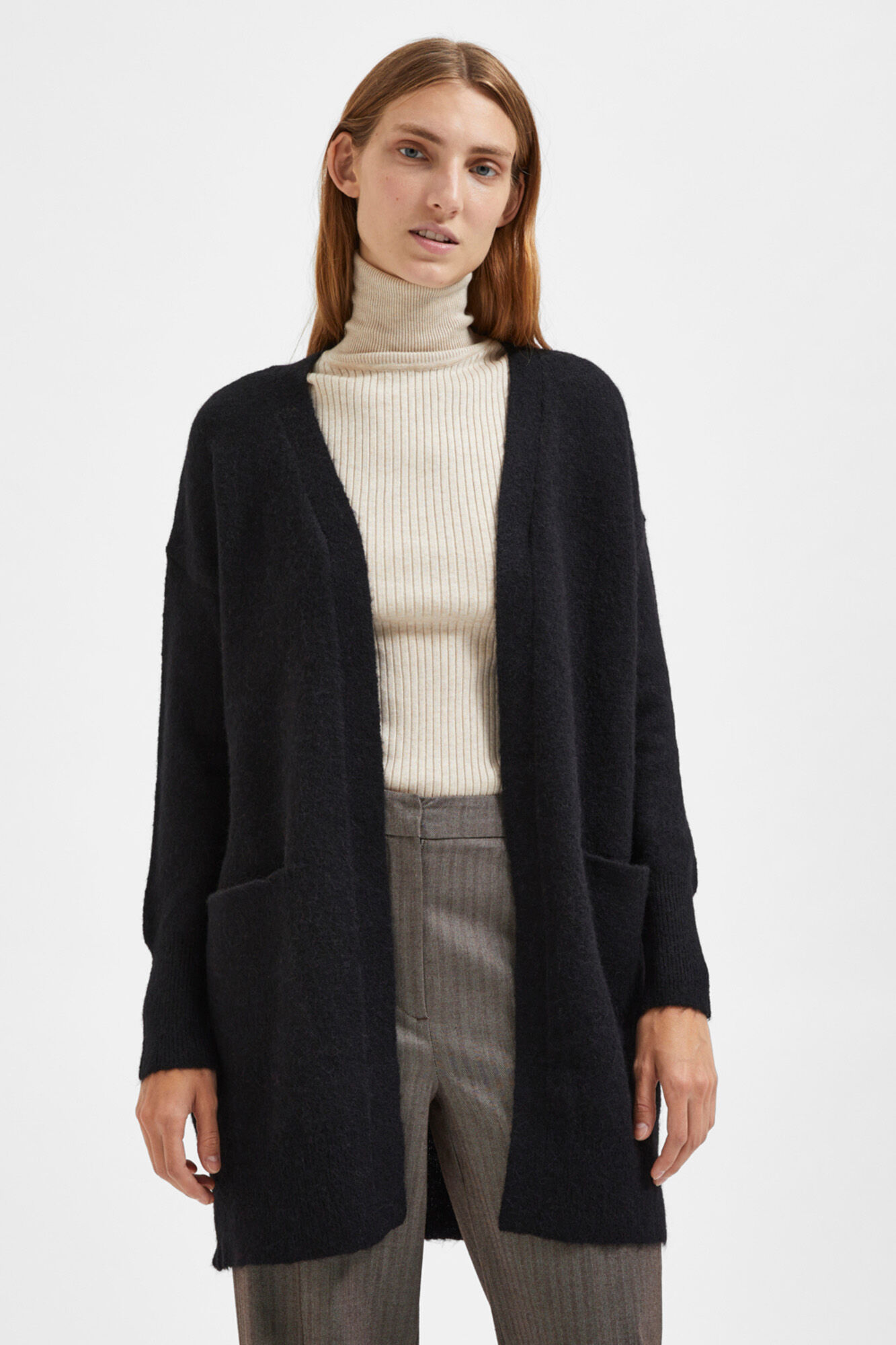 Selected C&aacute;rdigan largo de alpaca Negro