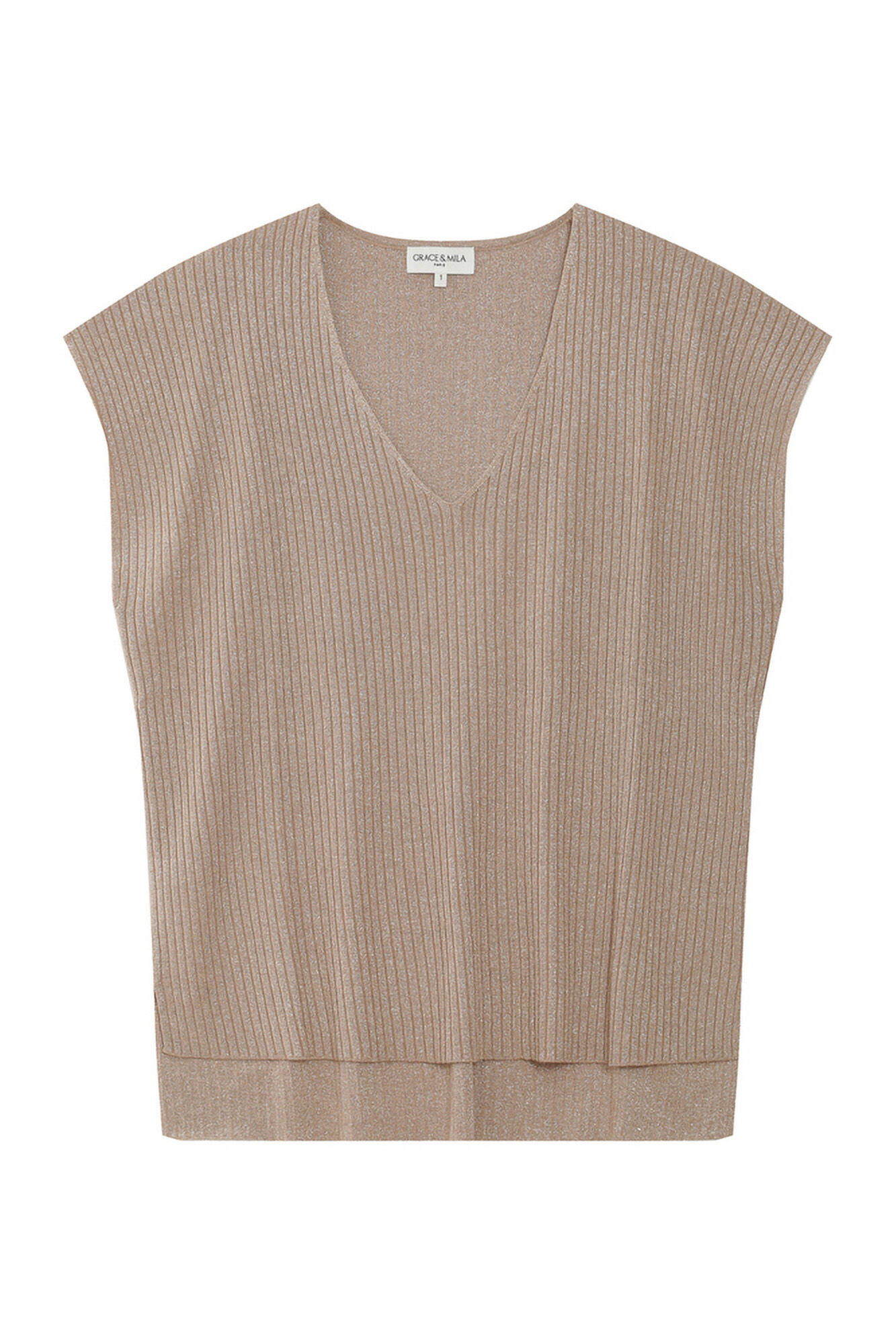 Grace & Mila Top de malha Lurex Dourado