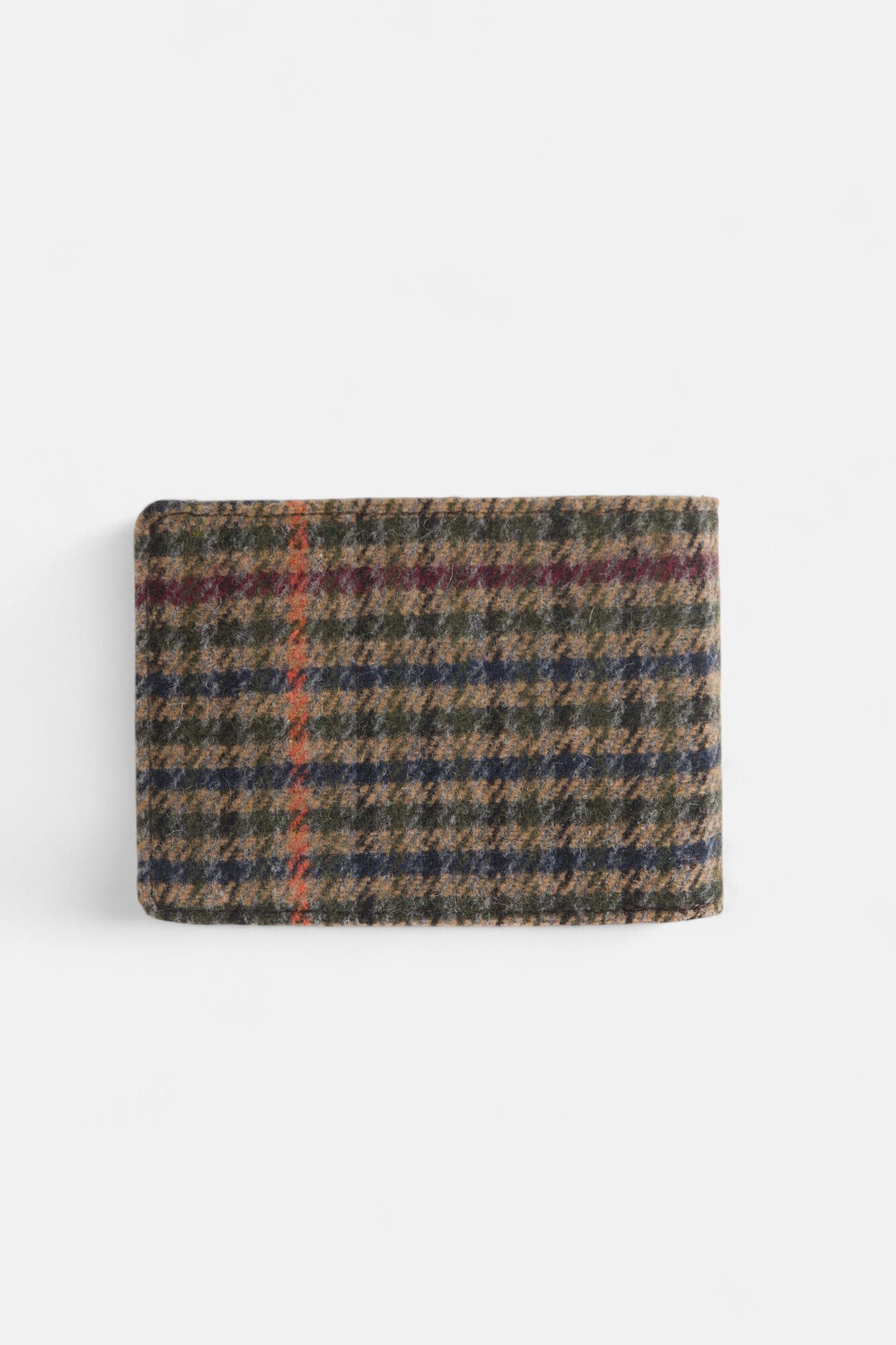 Silbon Carteira de couro com tecido xadrez Castanho