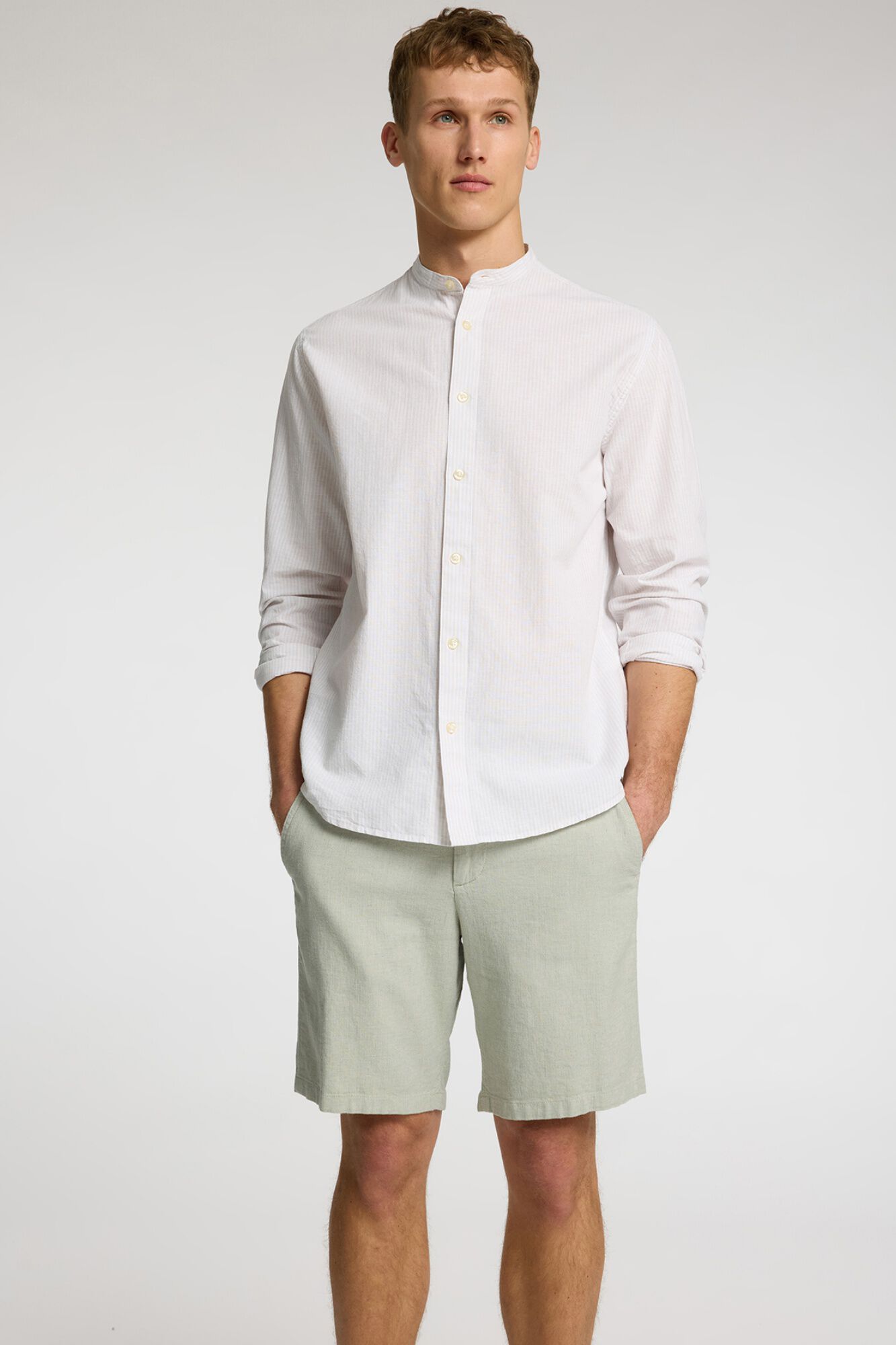 Selected Linen short Green