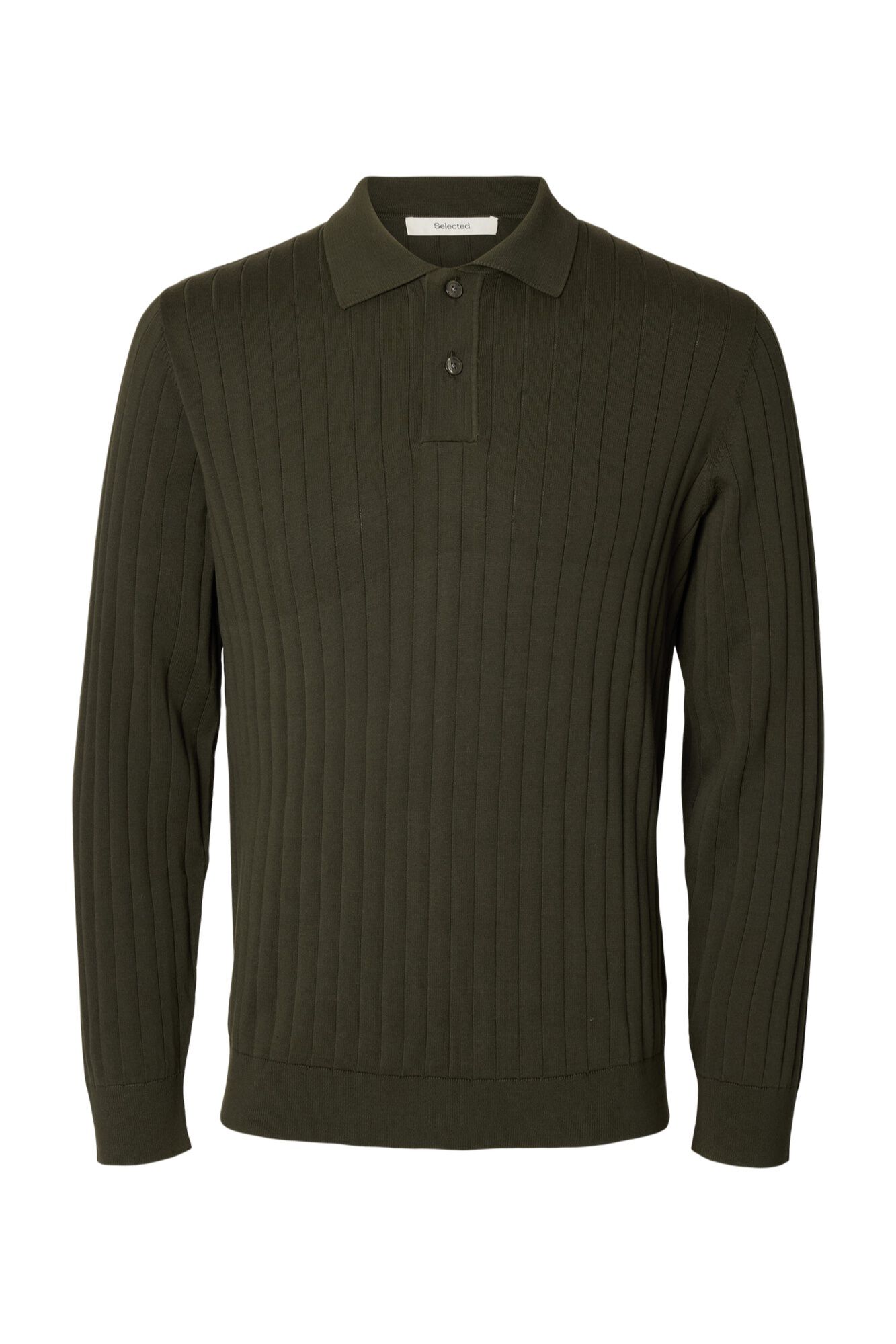 Selected Polo de malha de manga comprida Verde