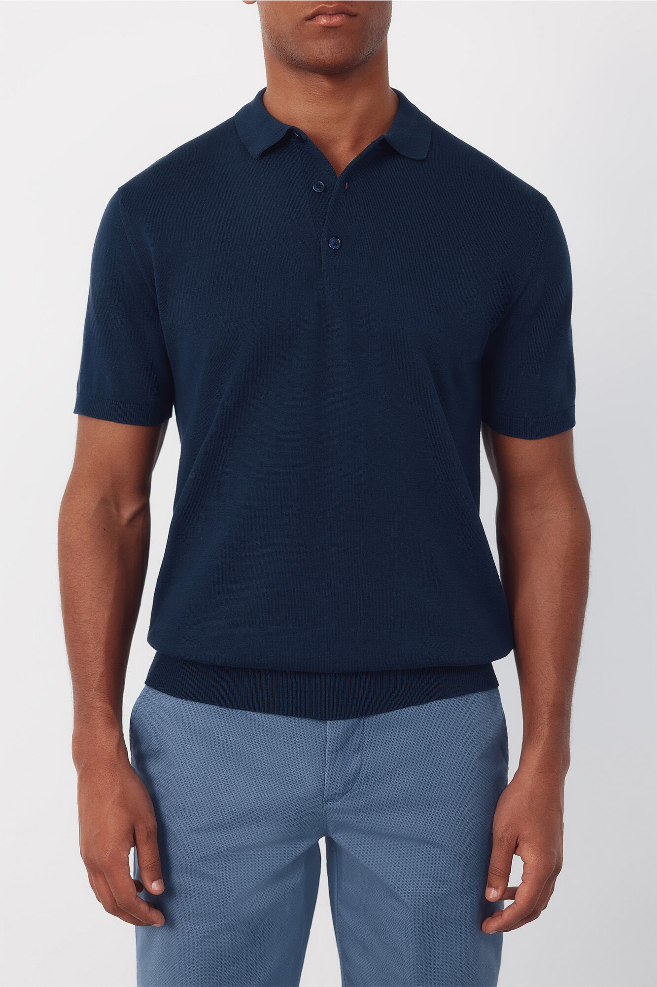 Cortefiel Basic short sleeve polo shirt Navy