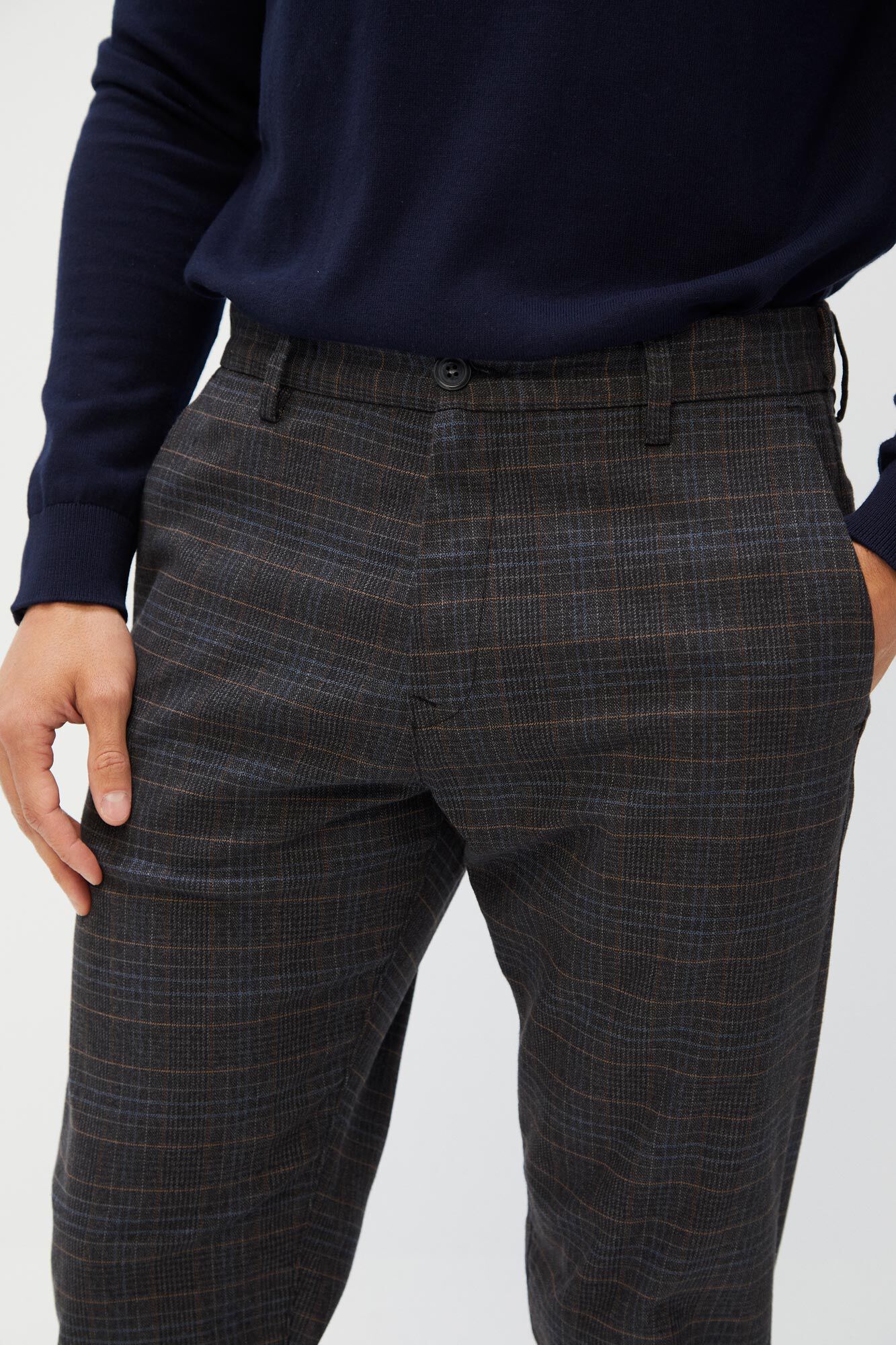Selected Checked chinos Brown