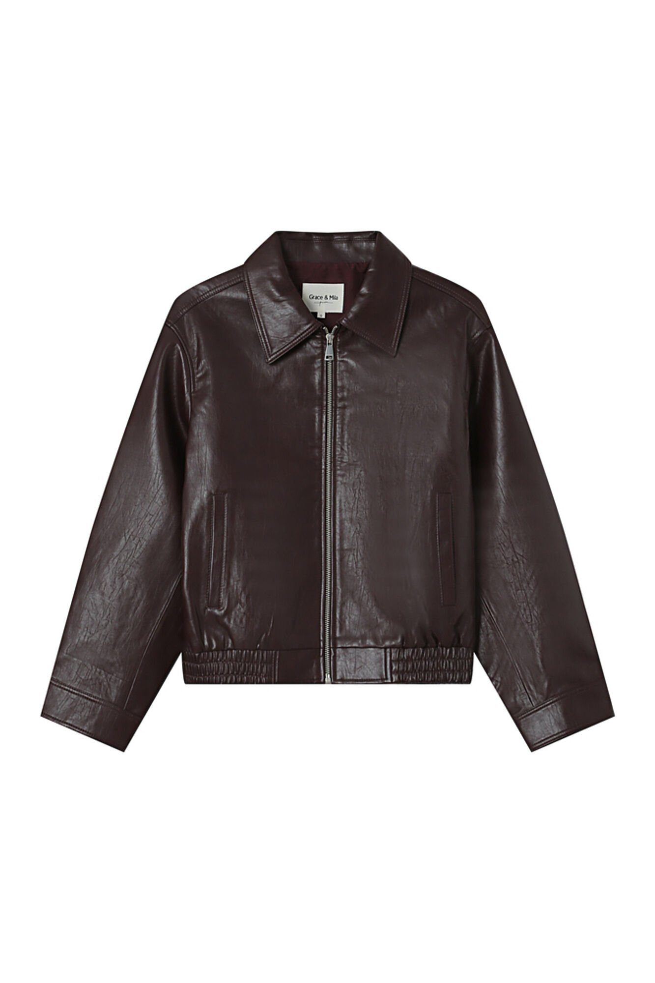 Grace & Mila Blus&atilde;o bomber oversized de couro marrom Granada