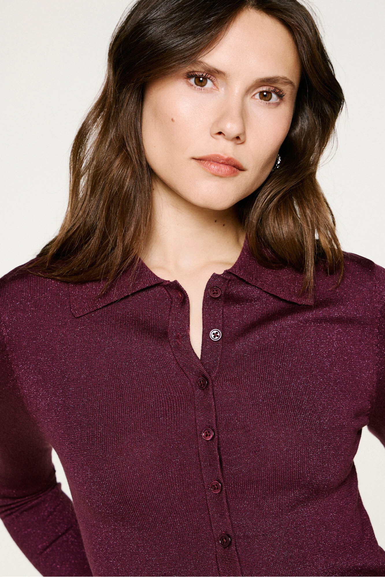 Selected Camisola polo de manga comprida com glitter