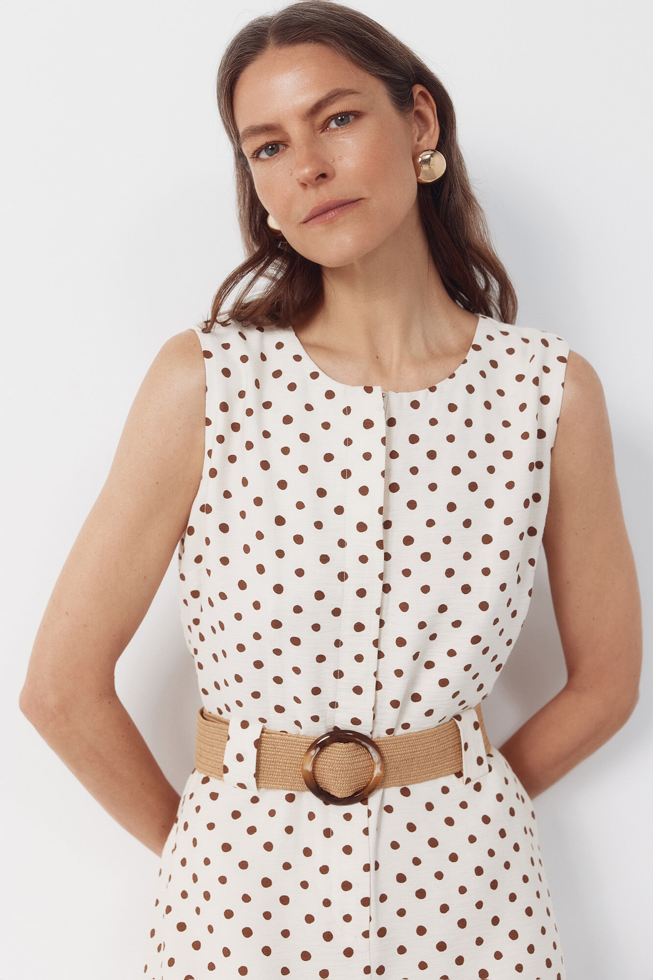 Cortefiel Flared dress Printed white