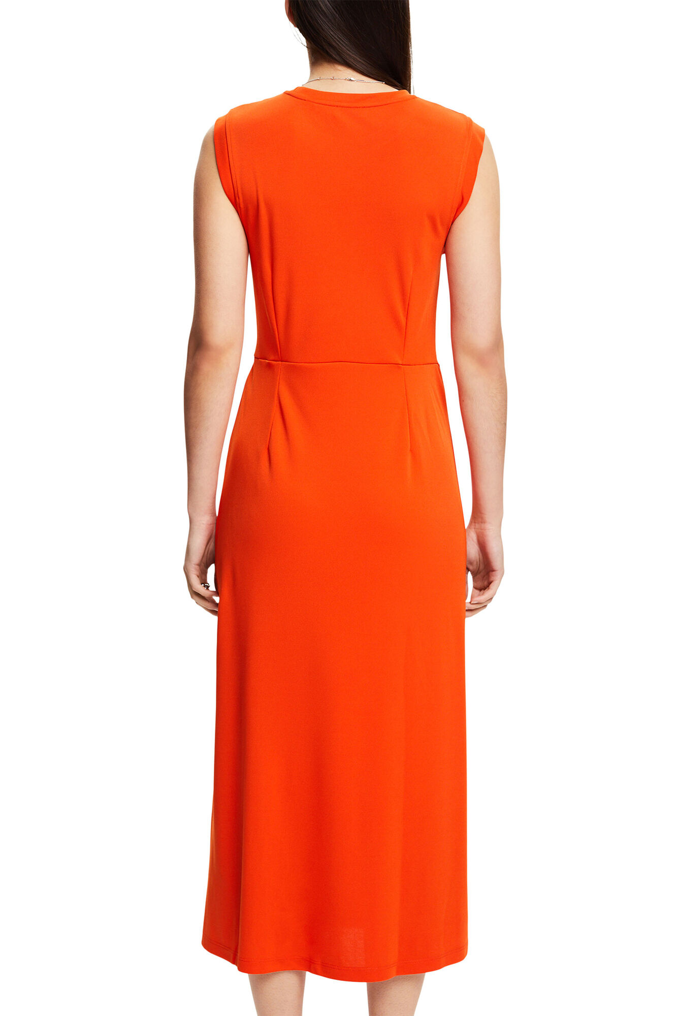 Esprit Long sleeveless side-knot dress Orange