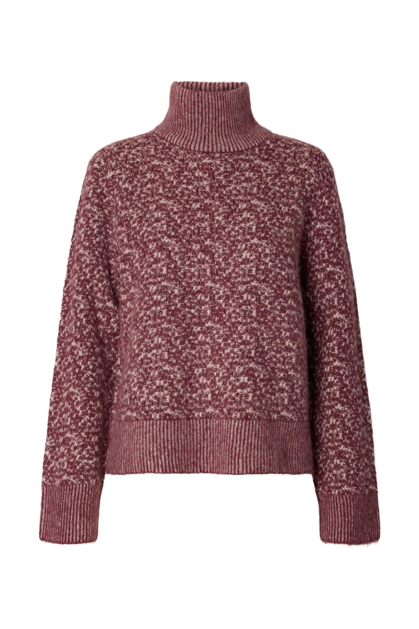 Selected Alpaca wool high neck jumper Maroon