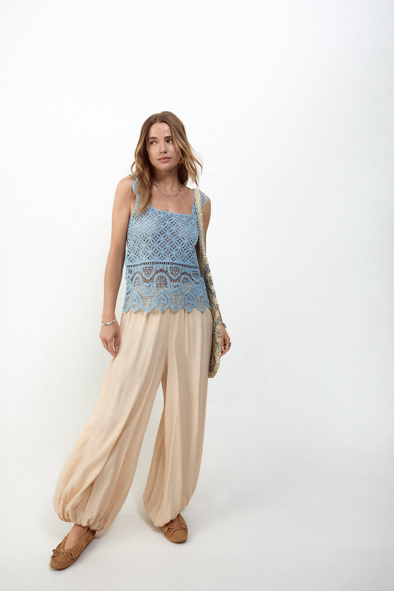 Slowlove Top crochet tirantes Blue