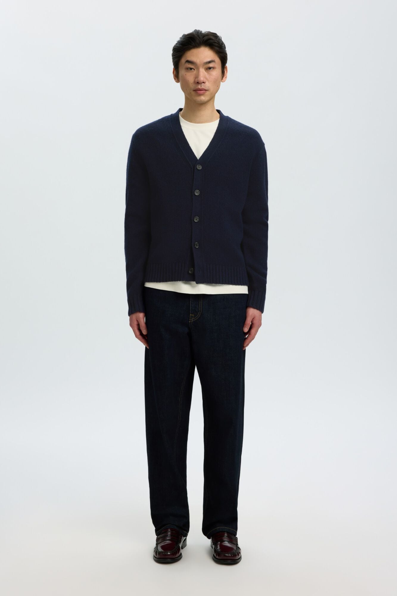 Selected RWS wool relaxed fit cardigan Navy