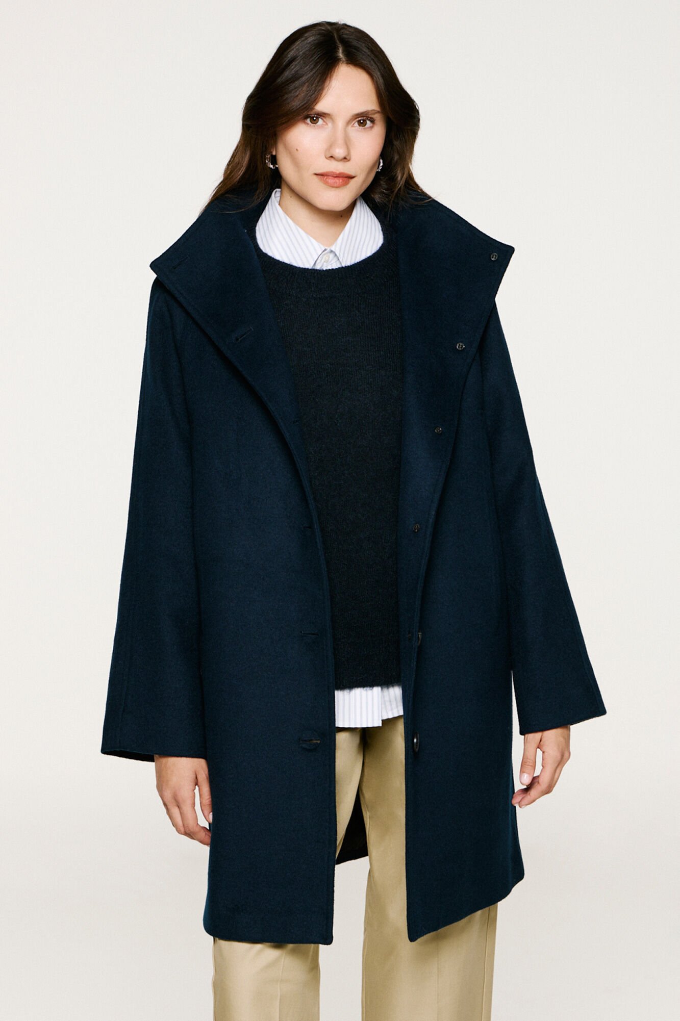 Selected Sobretudo com gola chamin&eacute;. Azul