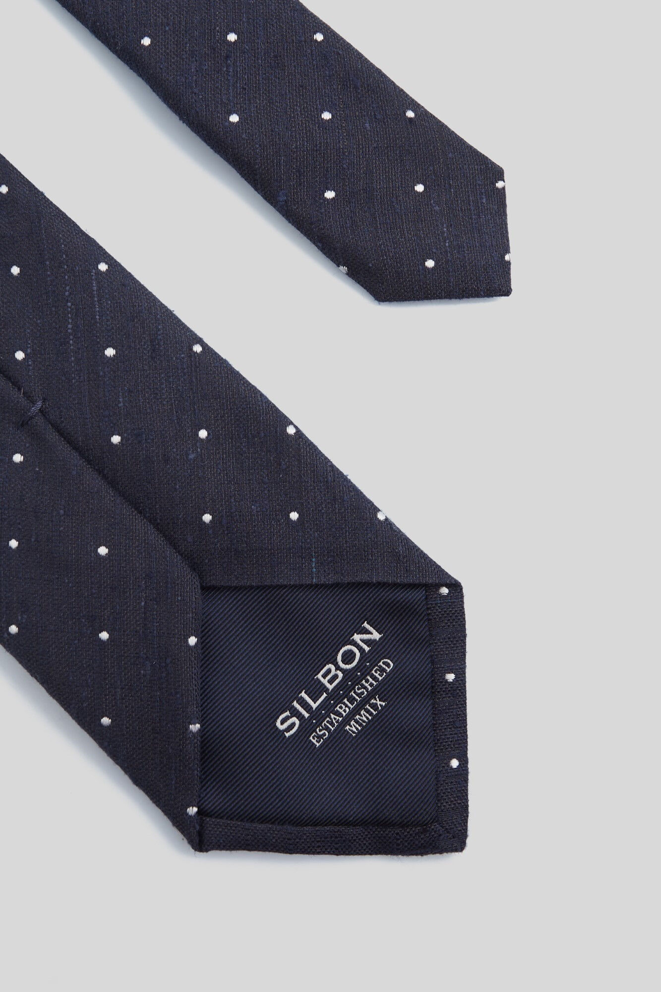 Silbon Navy blue marl polka dot tie Navy