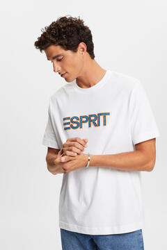 Cortefiel Regular fit T-shirt with contrast logo print Printed white