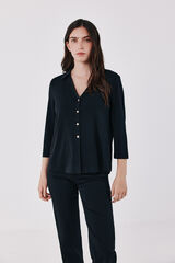Cortefiel Camisa el&aacute;stica botones Negro