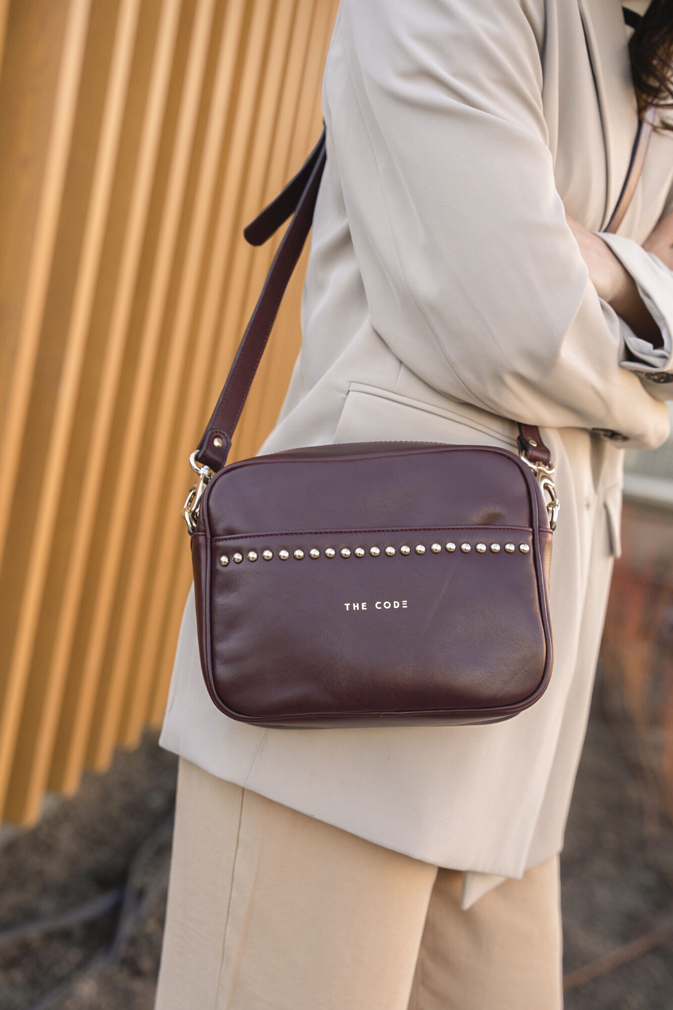 The Code Rock burgundy leather shoulder bag Maroon
