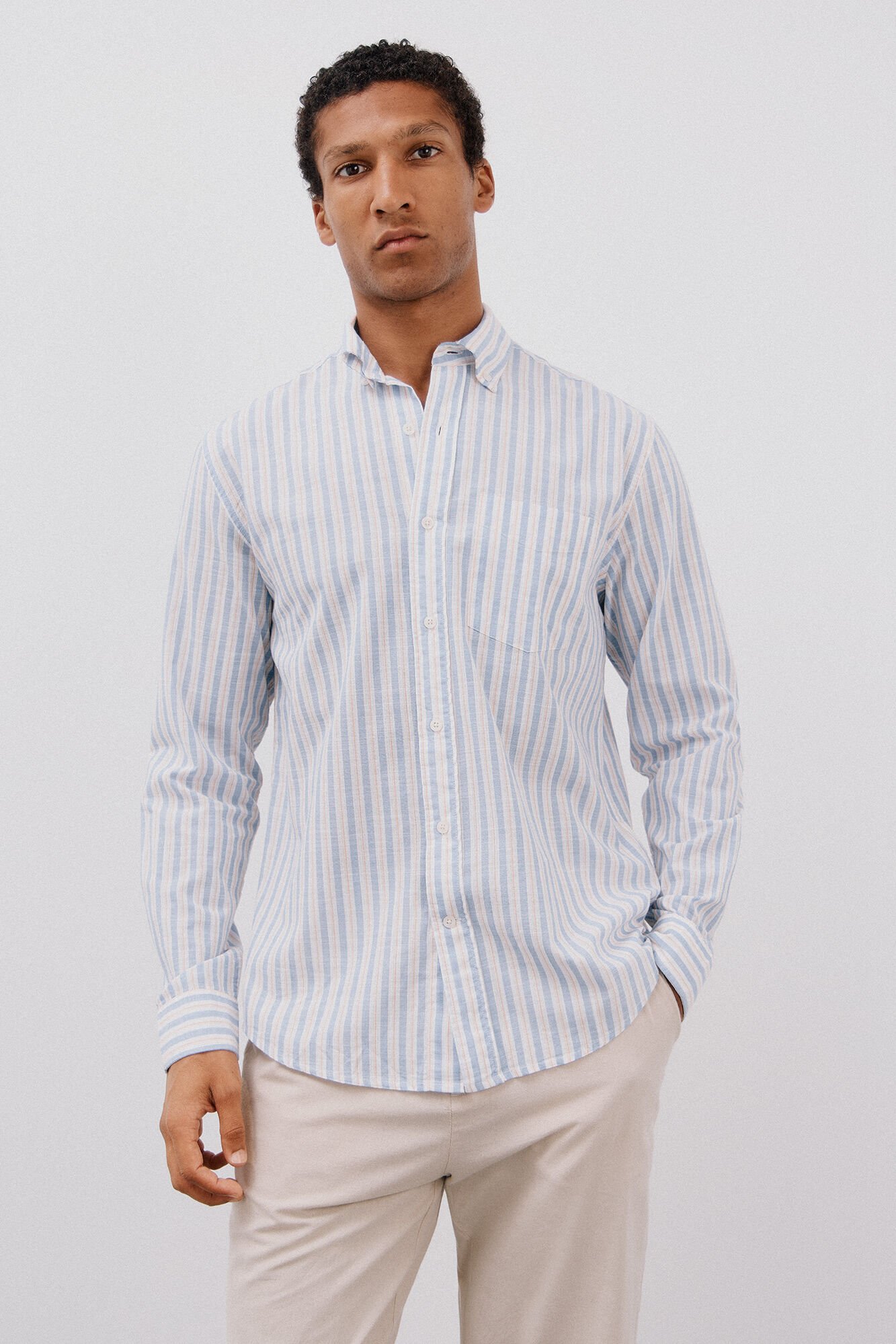 Cortefiel Flame striped shirt Blue