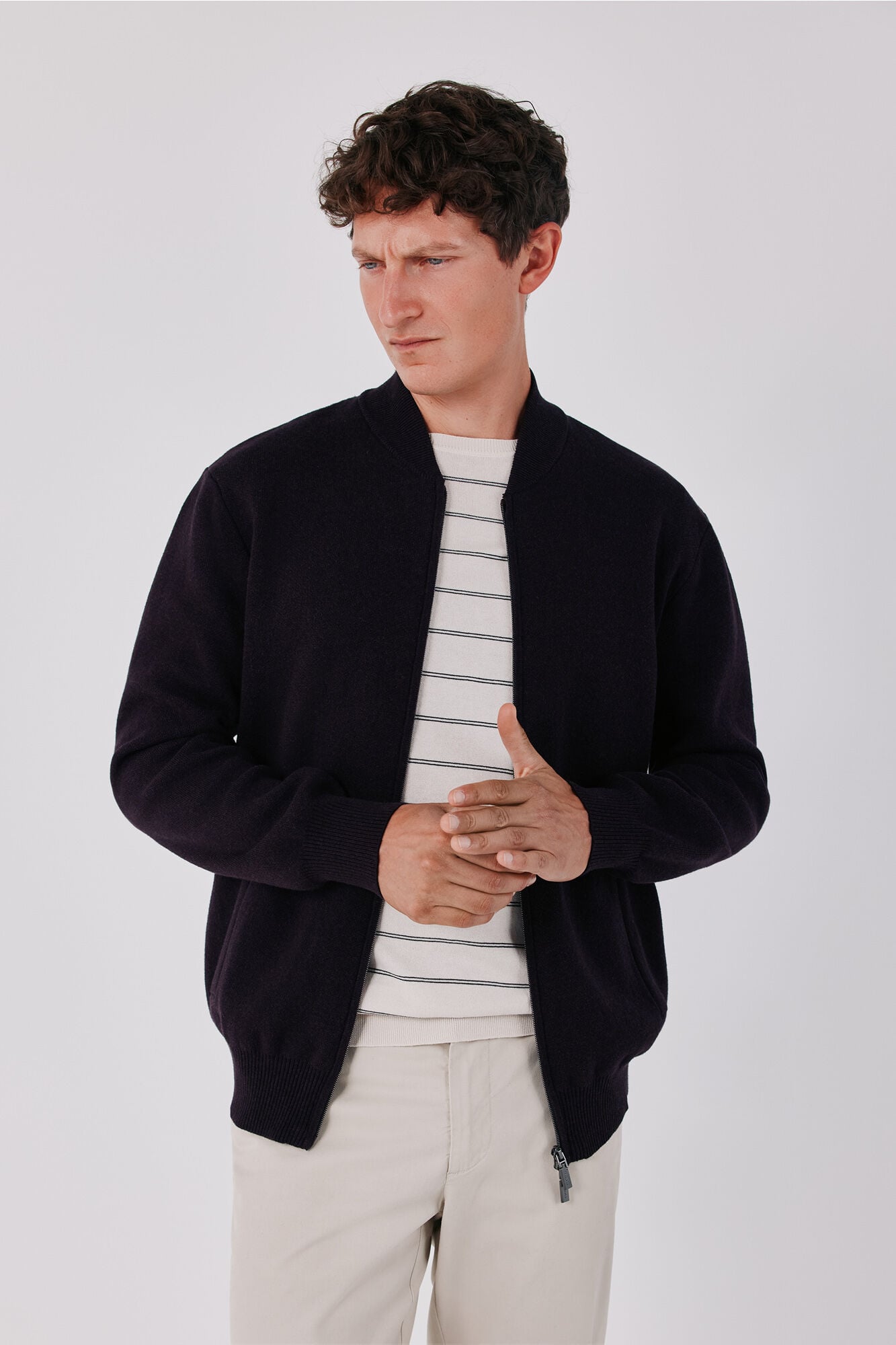 Cortefiel Cotton zip fastening bomber cardigan