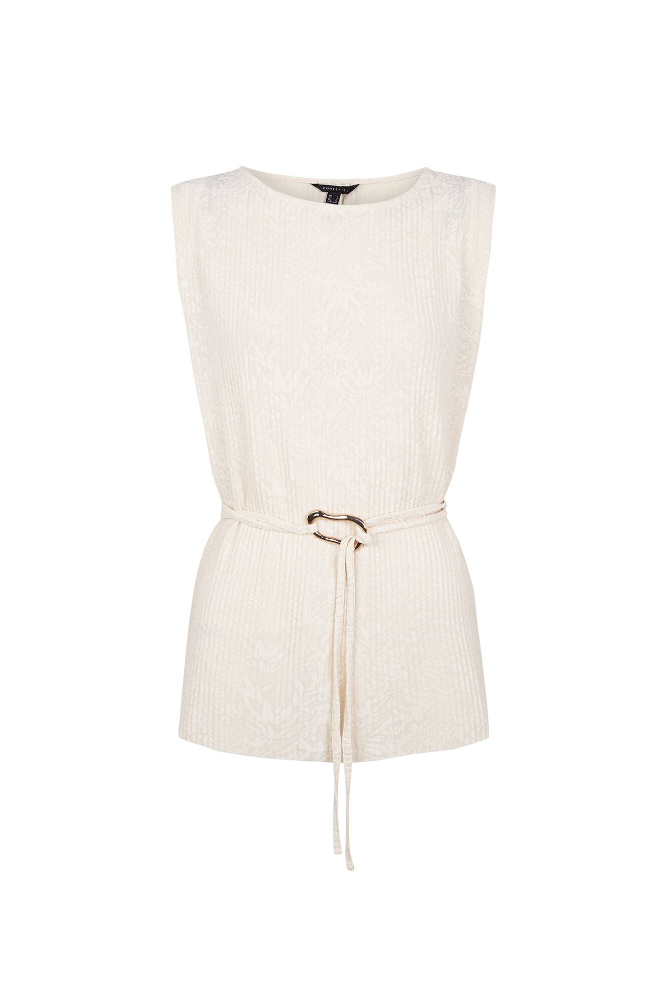 Cortefiel Top jacquard hebilla Marfil