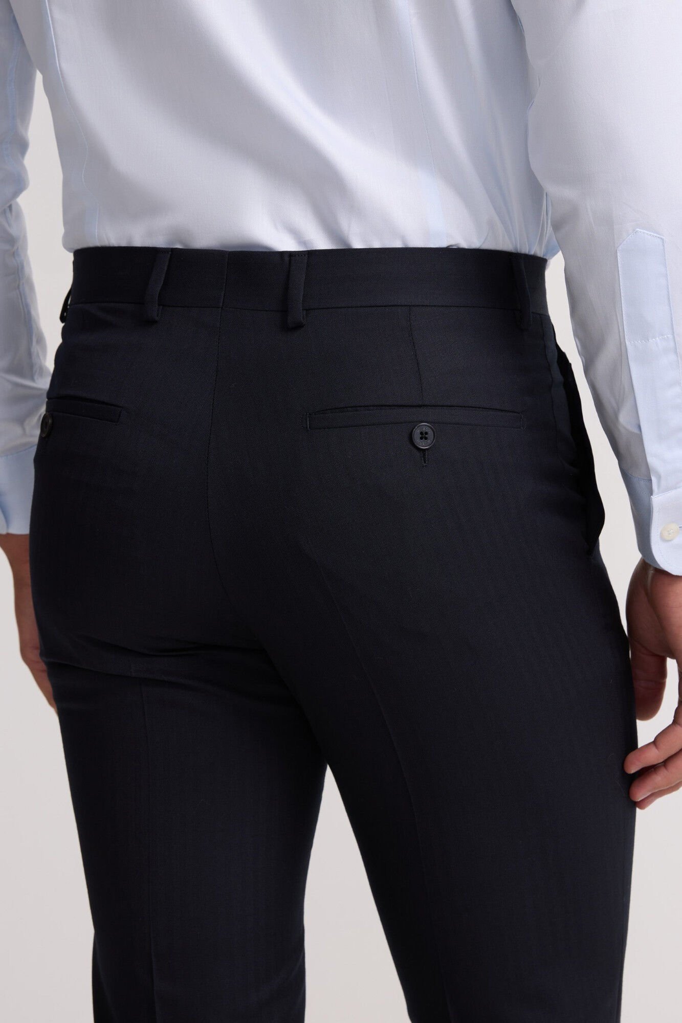 Silbon Cal&ccedil;a cl&aacute;ssicas de terno em espinha de espiga Azul