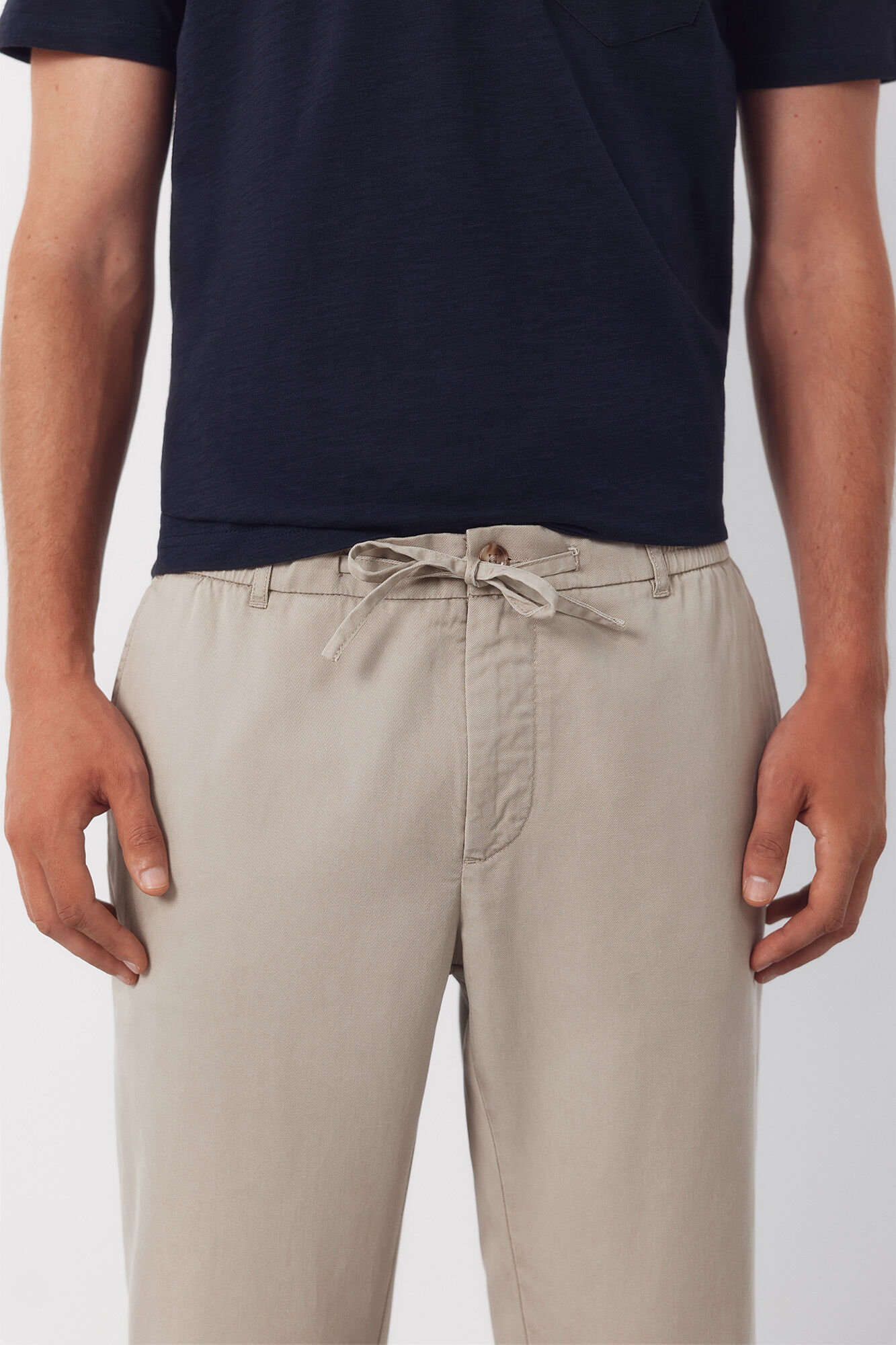 Cortefiel Tapered Tencel Cotton chinos Trousers Beige