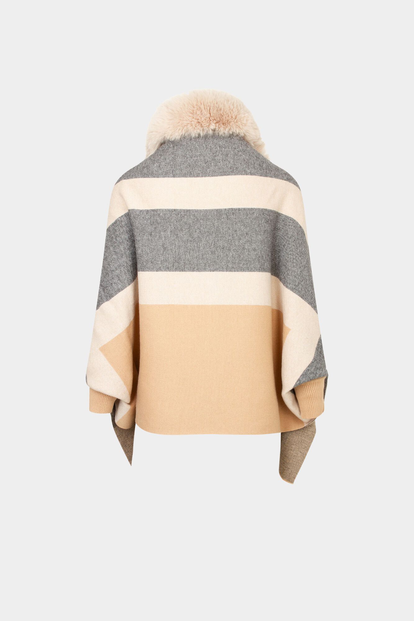 Morgan Poncho com detalhes em faux-fur