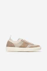 Cortefiel Leather and textile trainer White