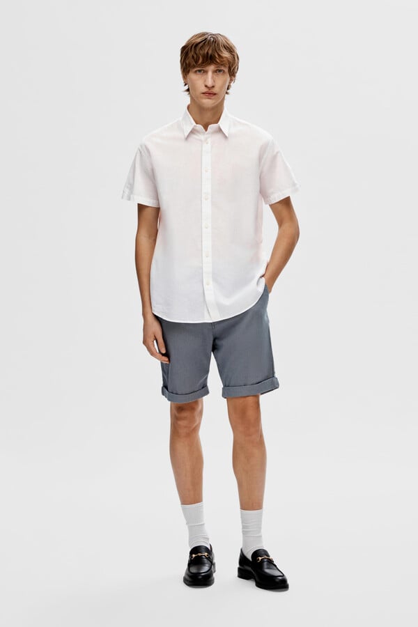 Cortefiel Short sleeve shirt made with linen.  White