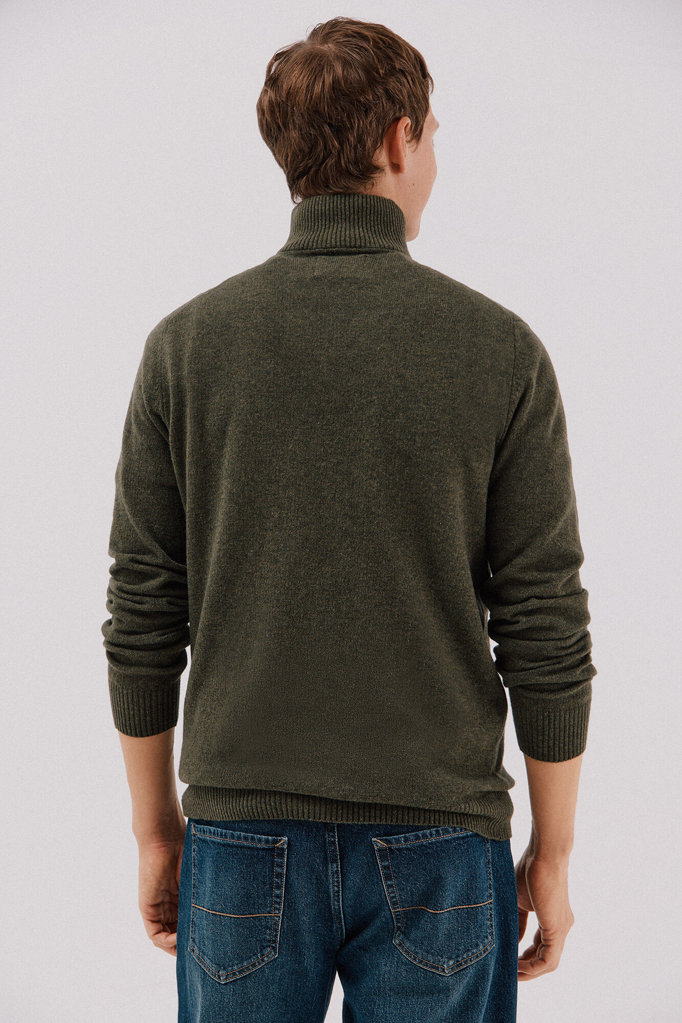 Cortefiel Lambswool wool with open neck Green