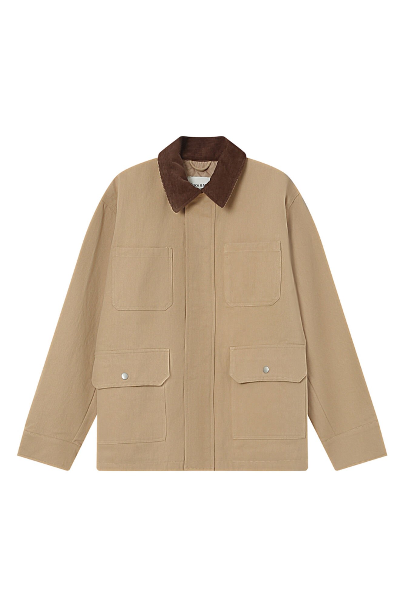 Grace & Mila Casaco 100% sarja de algod&atilde;o com quatro bolsos frontais Tostado