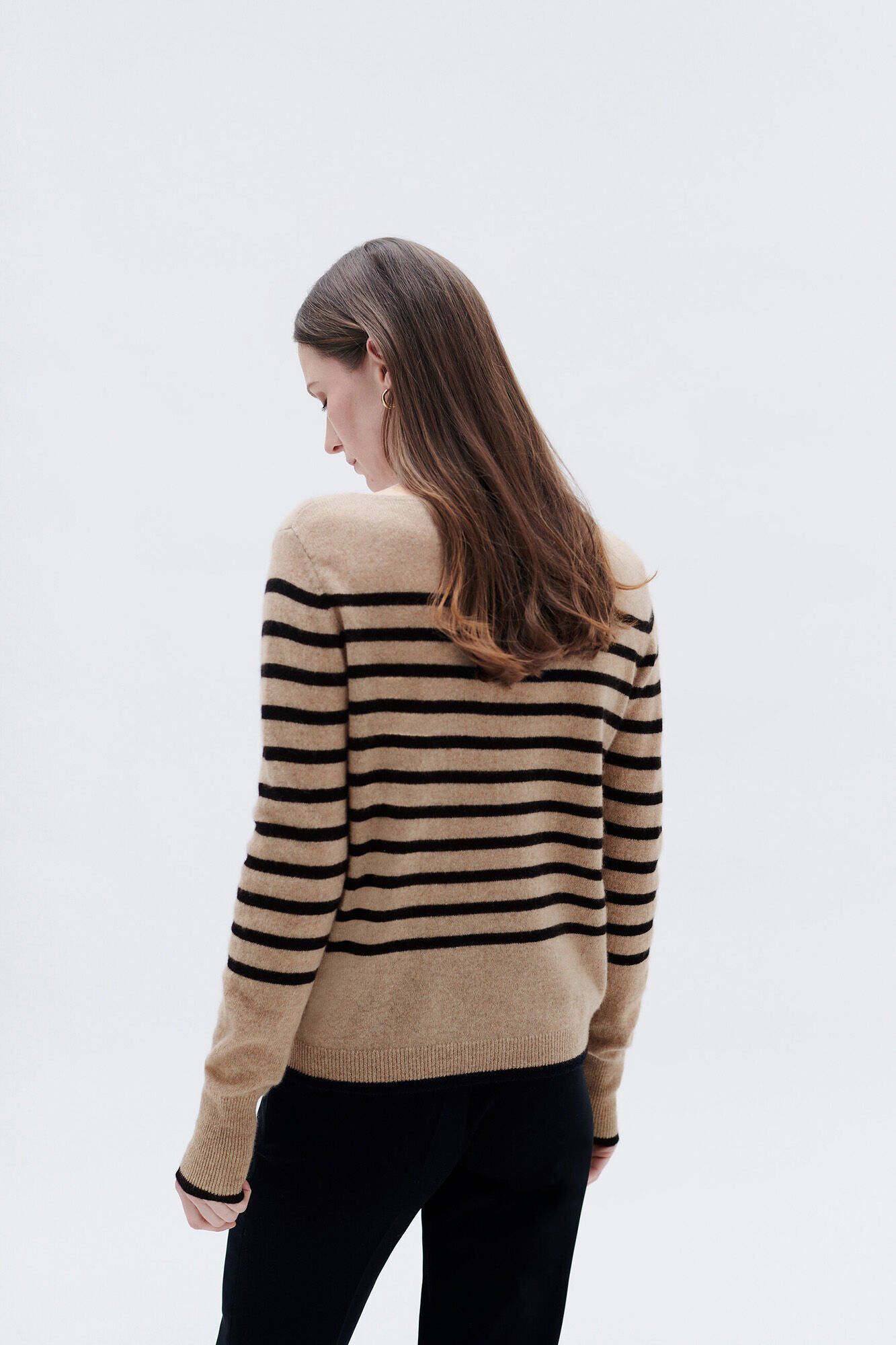 Caroll Camisola riscas 100% caxemira Tostado