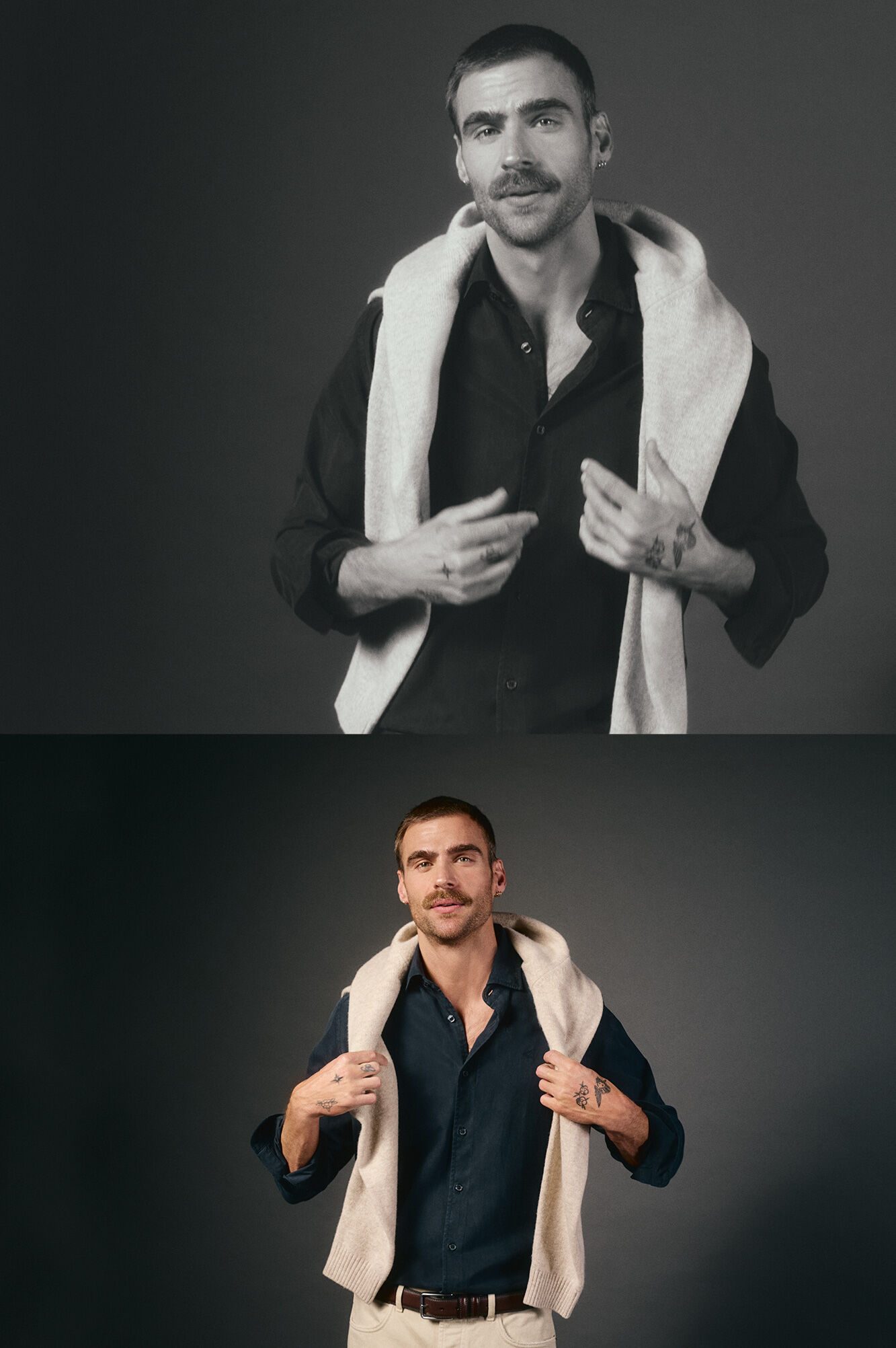 OOTO Plain twill tencel cotton shirt Navy