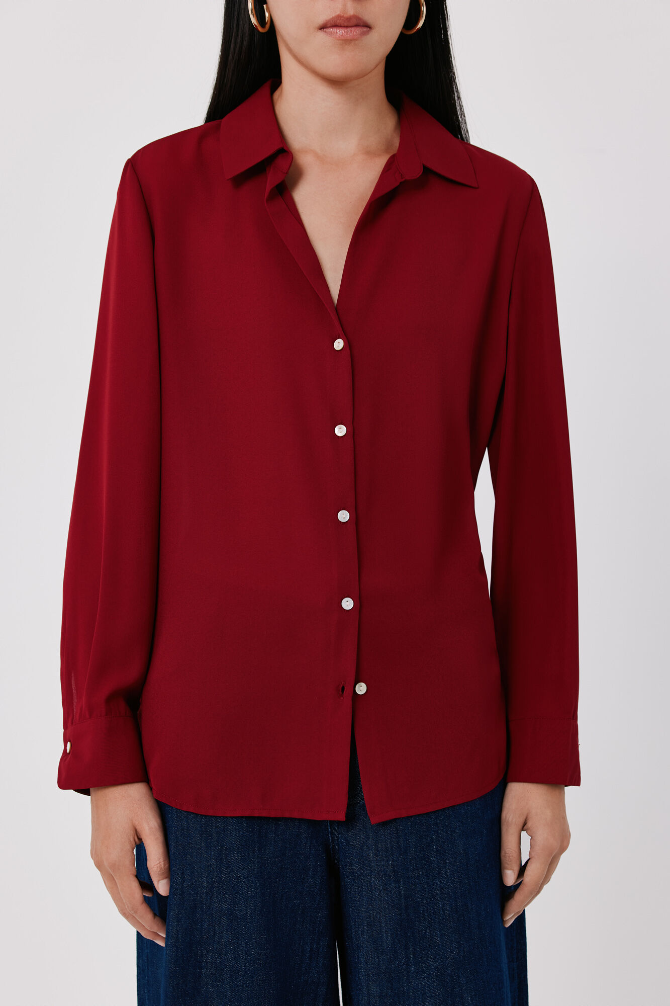 Cortefiel Crepe fluid shirt Red