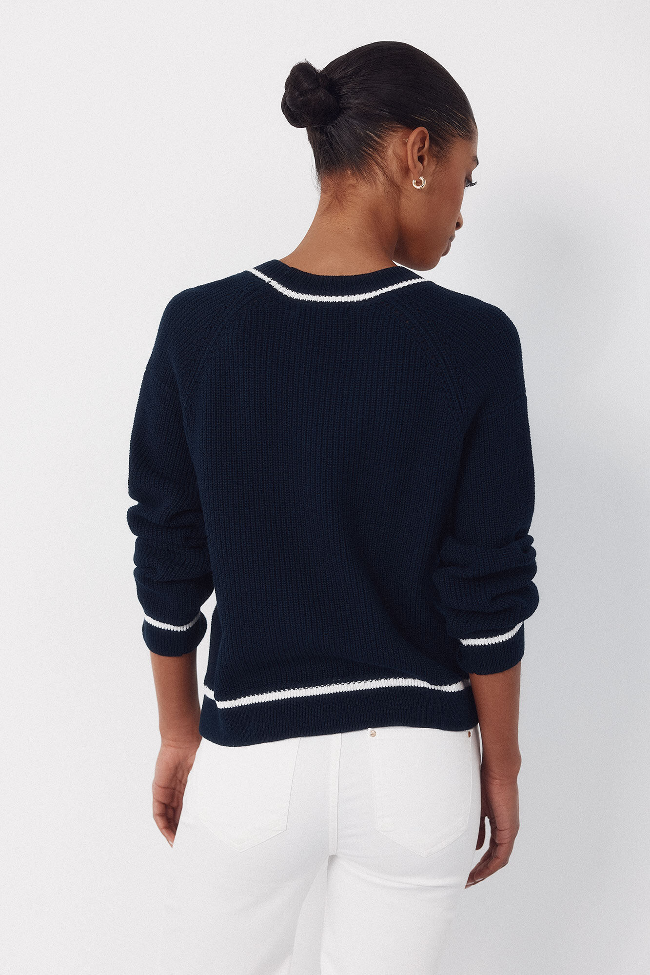 Cortefiel Contrast combination jumper Navy