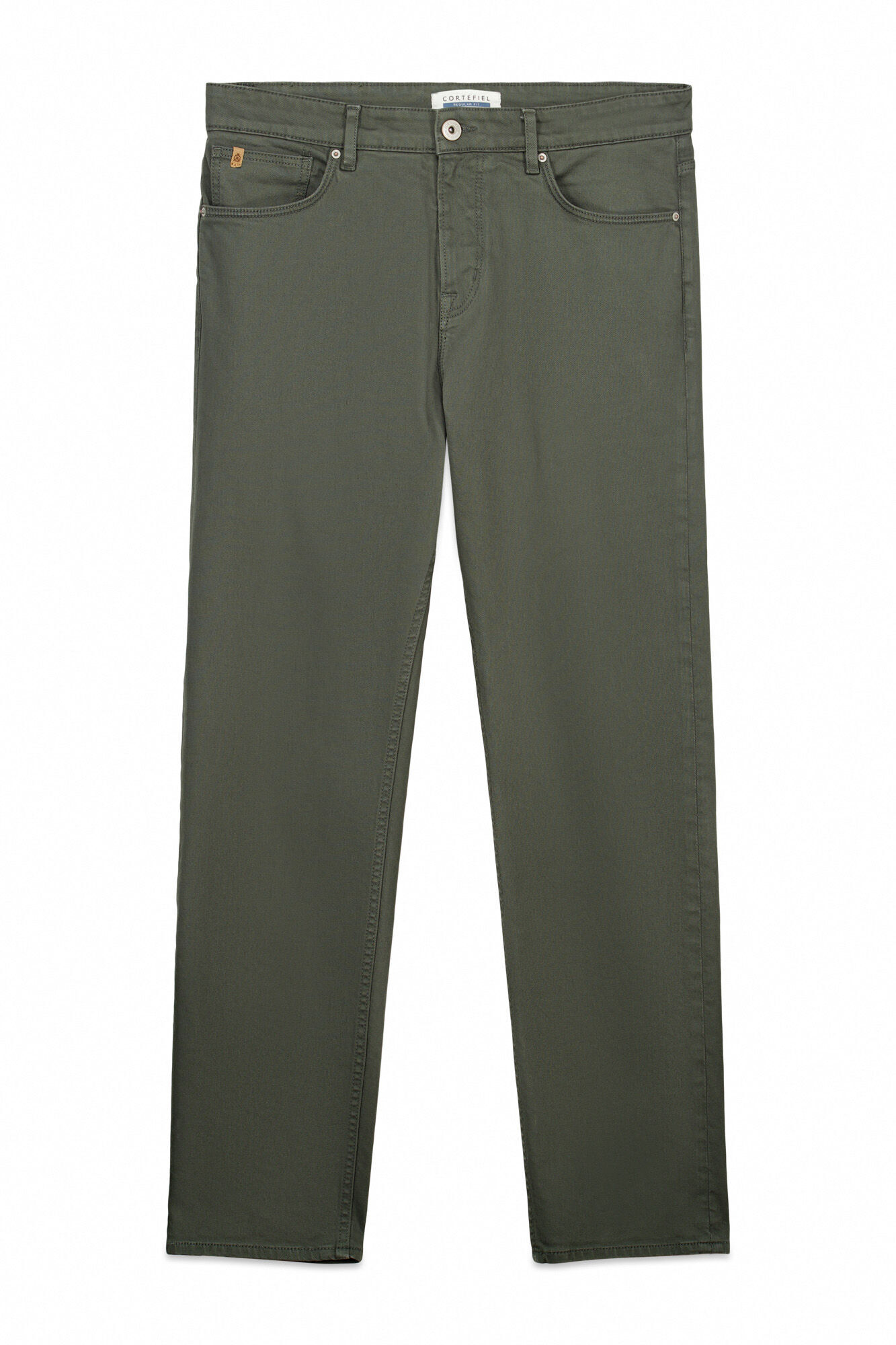 Cortefiel 5-pocket regular fit coloured trousers Kaki