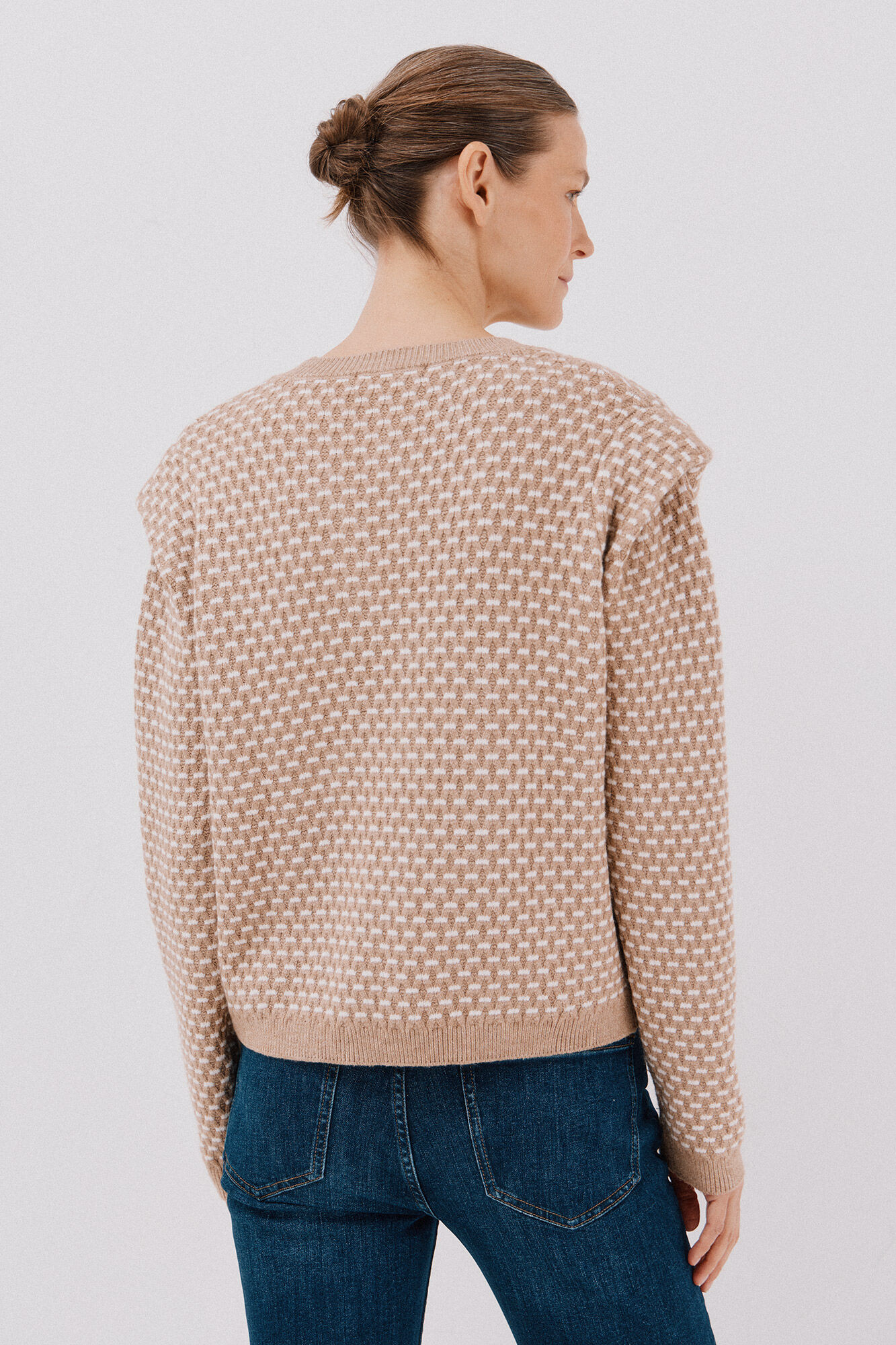 Cortefiel Jersey with marked shoulders Beige