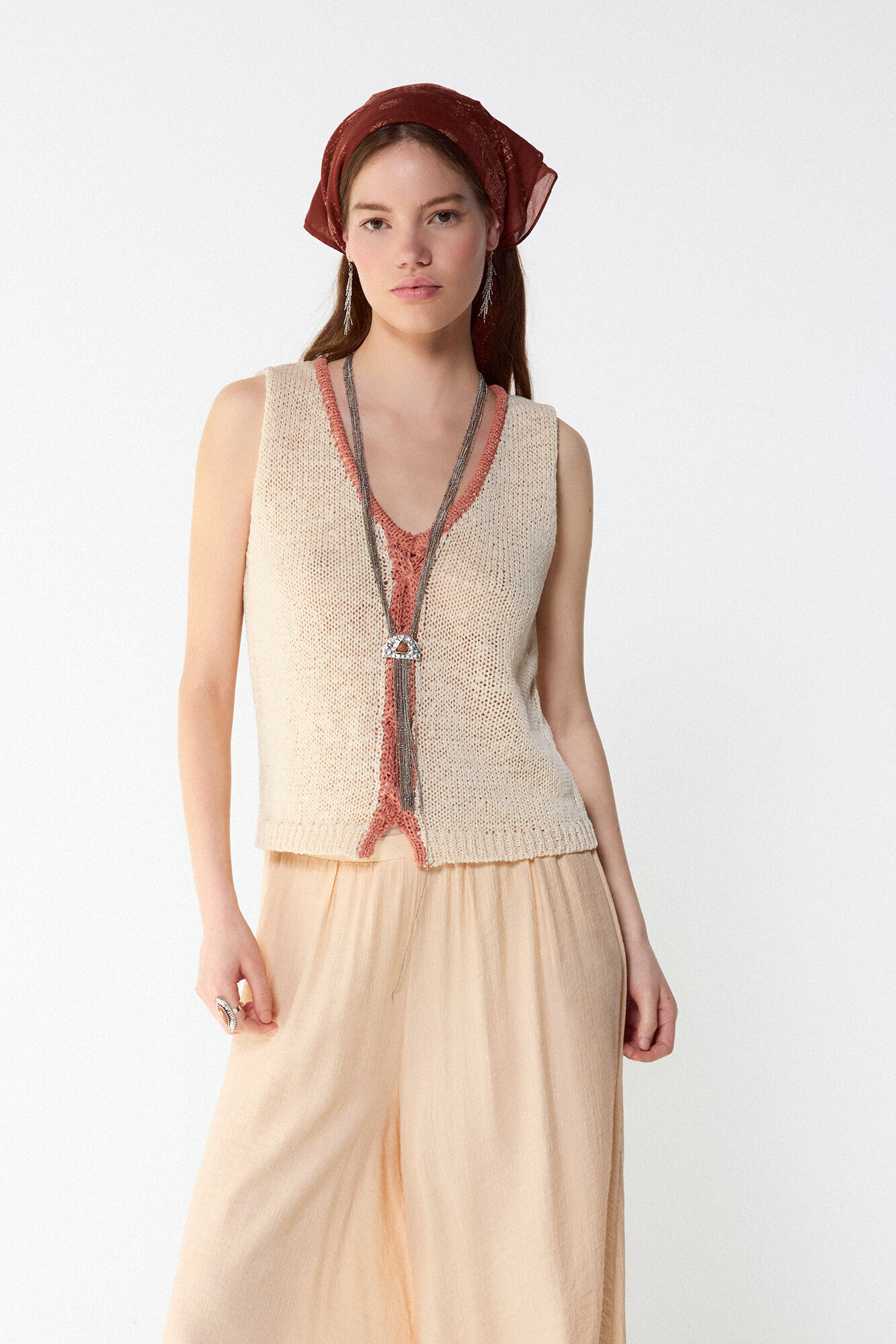 Slowlove Top punto contraste Coral