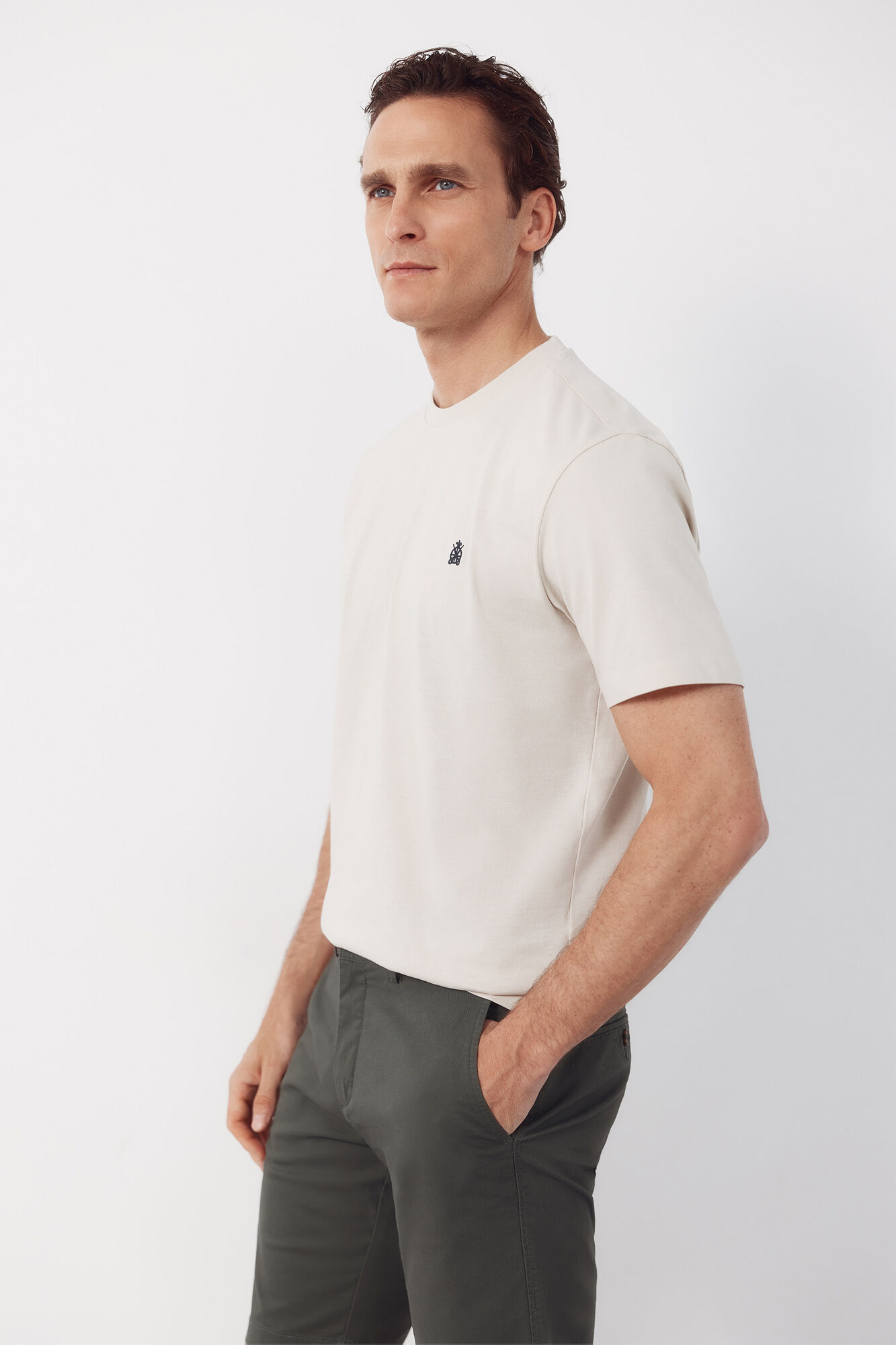 Cortefiel Plain T-shirt Beige