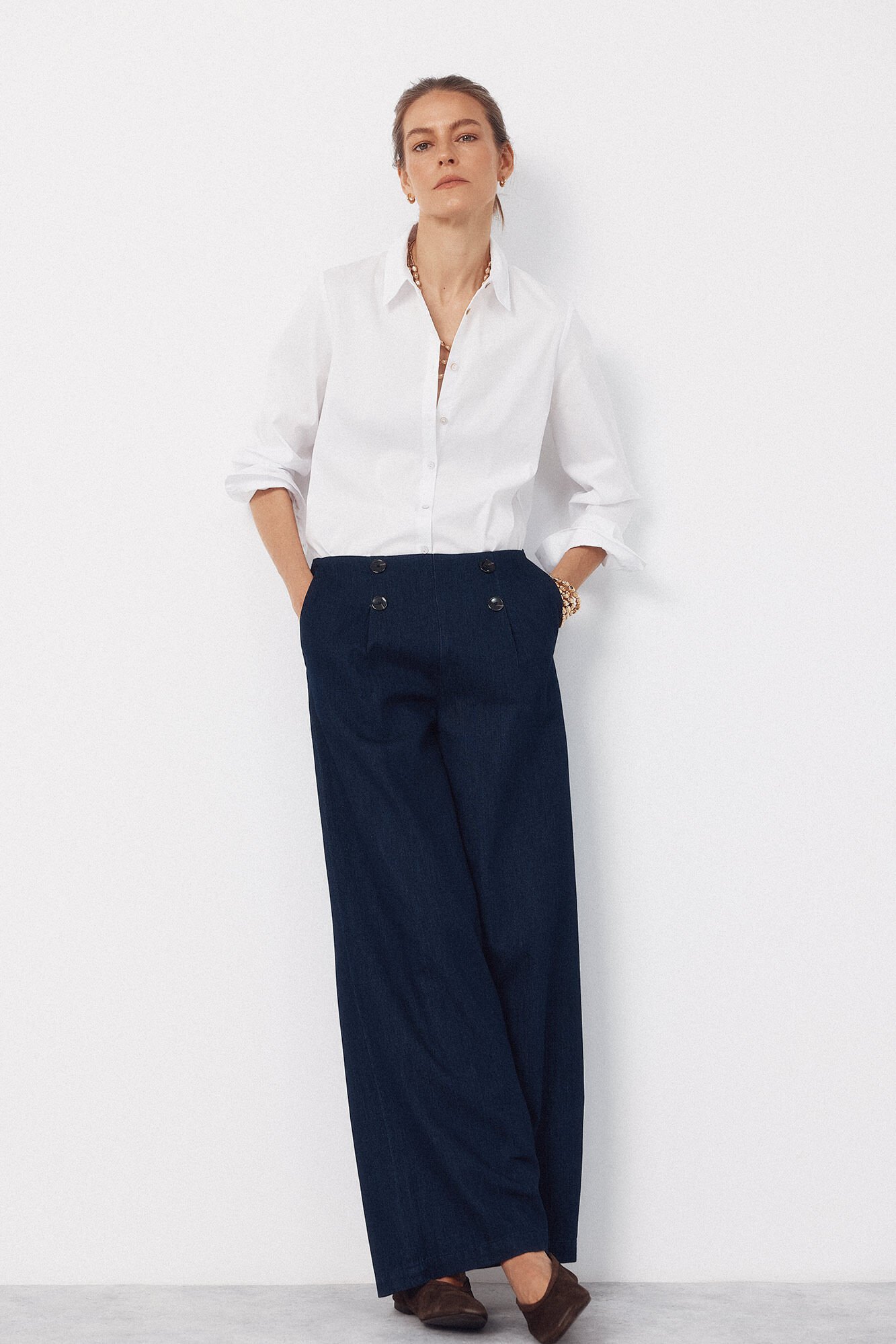 Cortefiel Poplin shirt White