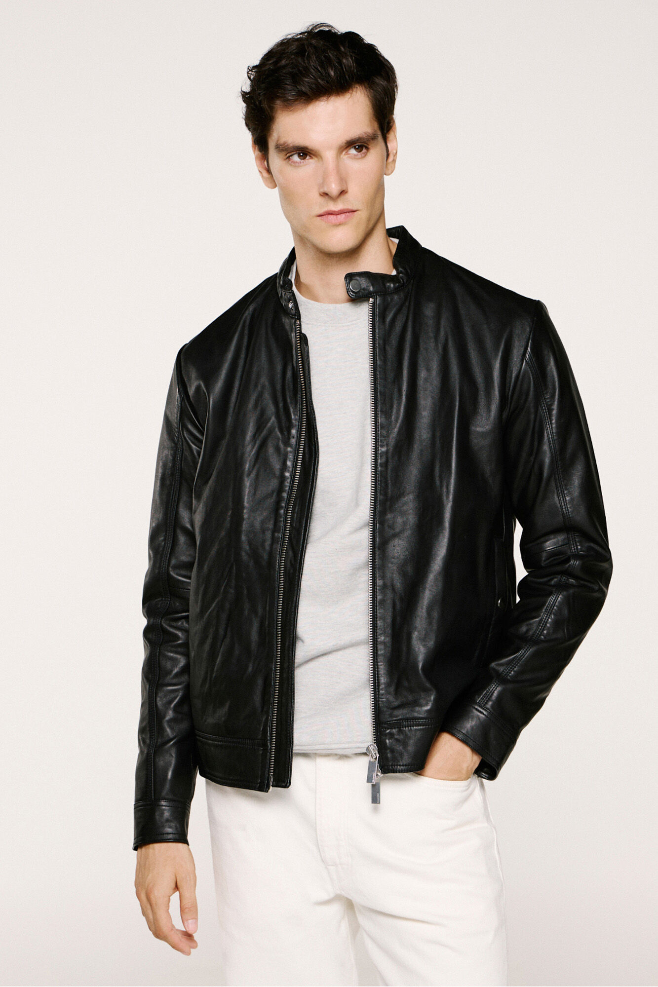 Selected Blus&atilde;o de pele Preto