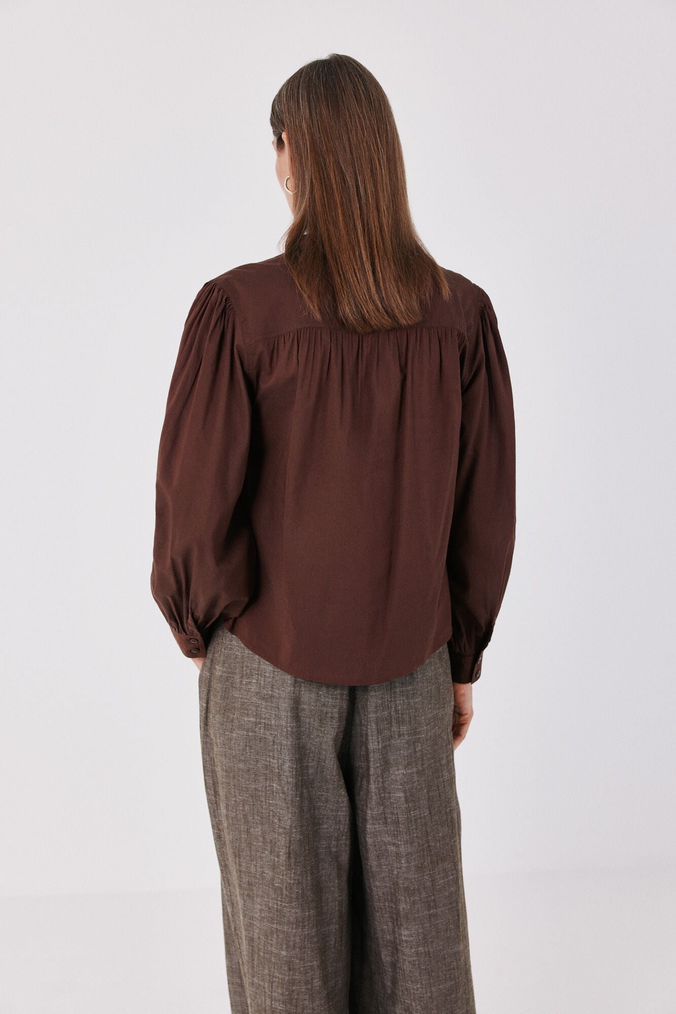 Cortefiel Blusa algod&oacute;n ligera Marr&oacute;n