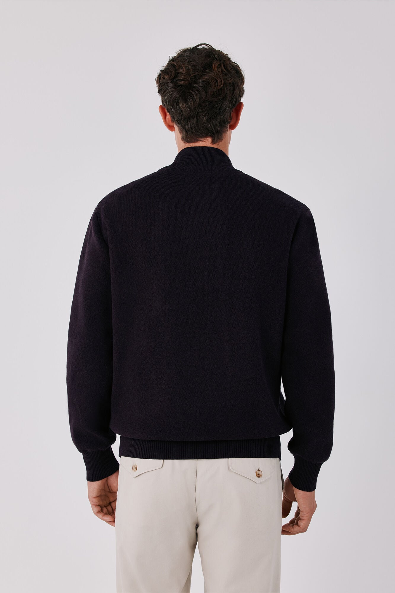 Cortefiel Cotton zip fastening bomber cardigan Purple