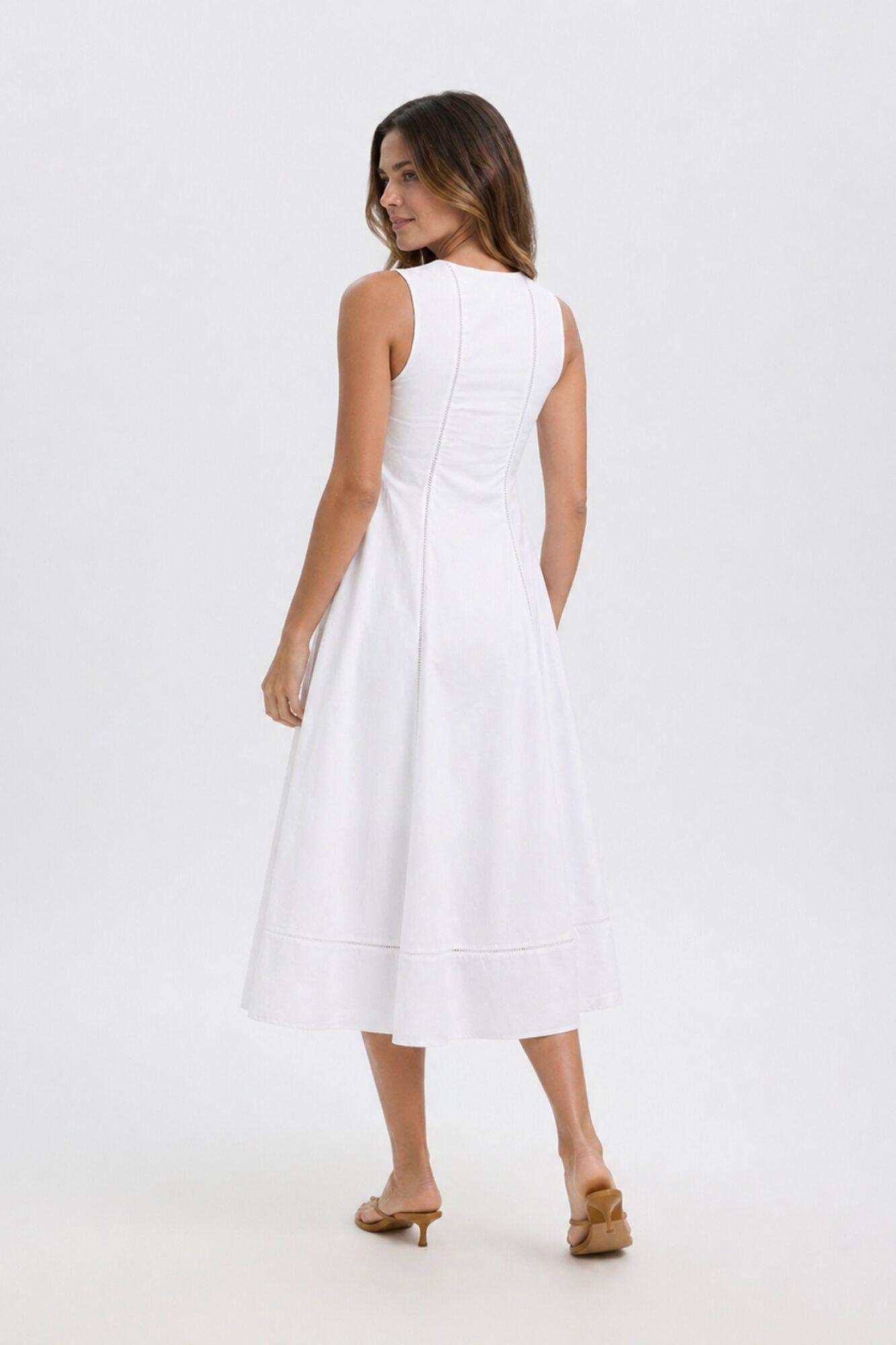 Selected Cotton midi dress White